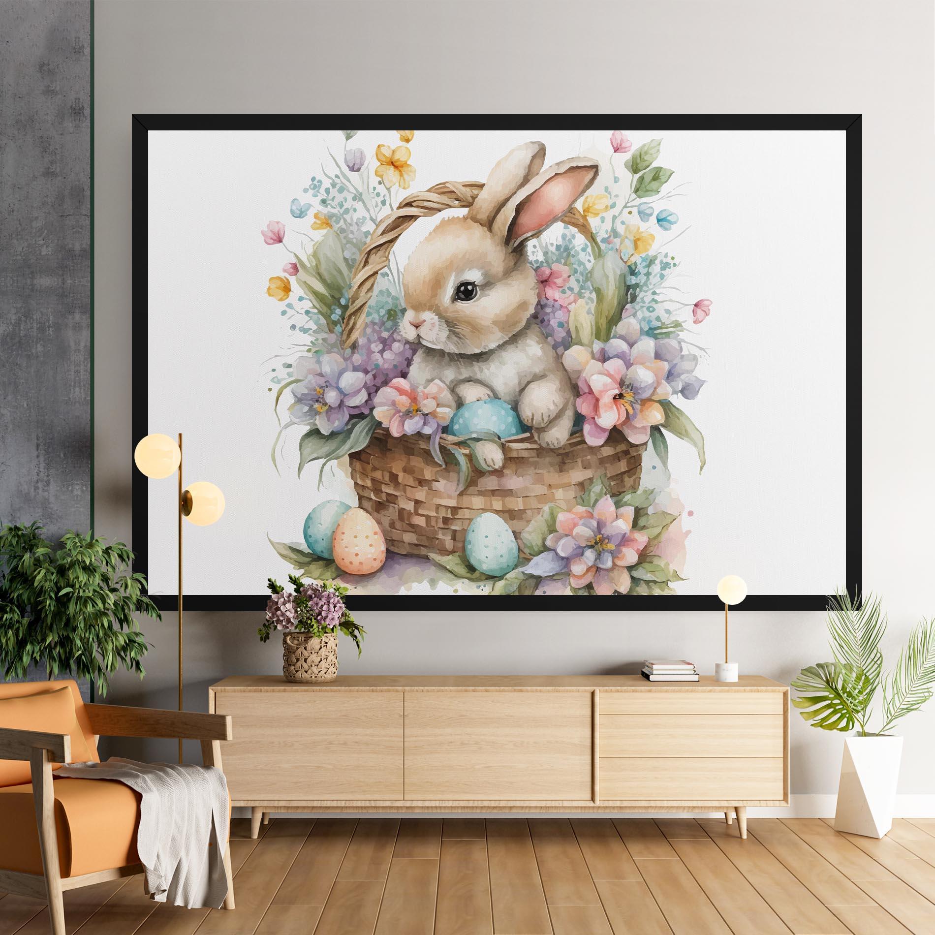 Vászonkép Cute Bunny In Basket mockup 9