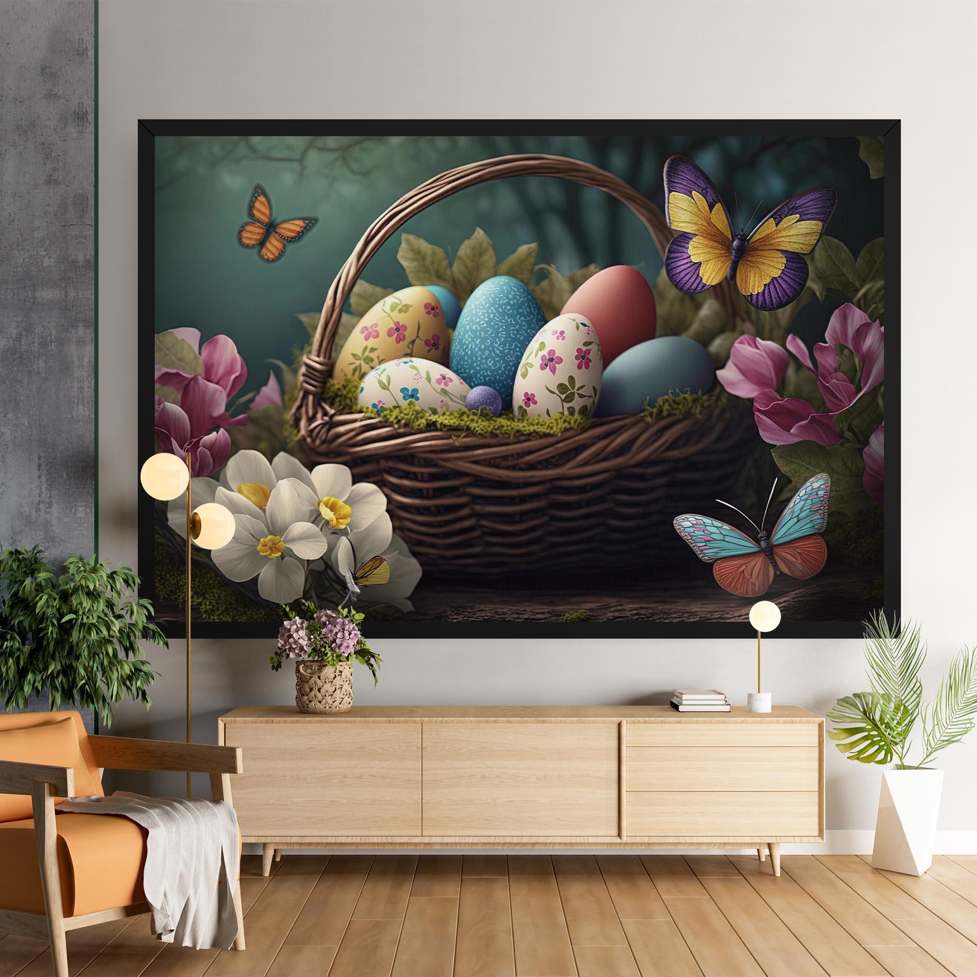 Vászonkép Easter Eggs Butterfly mockup 9