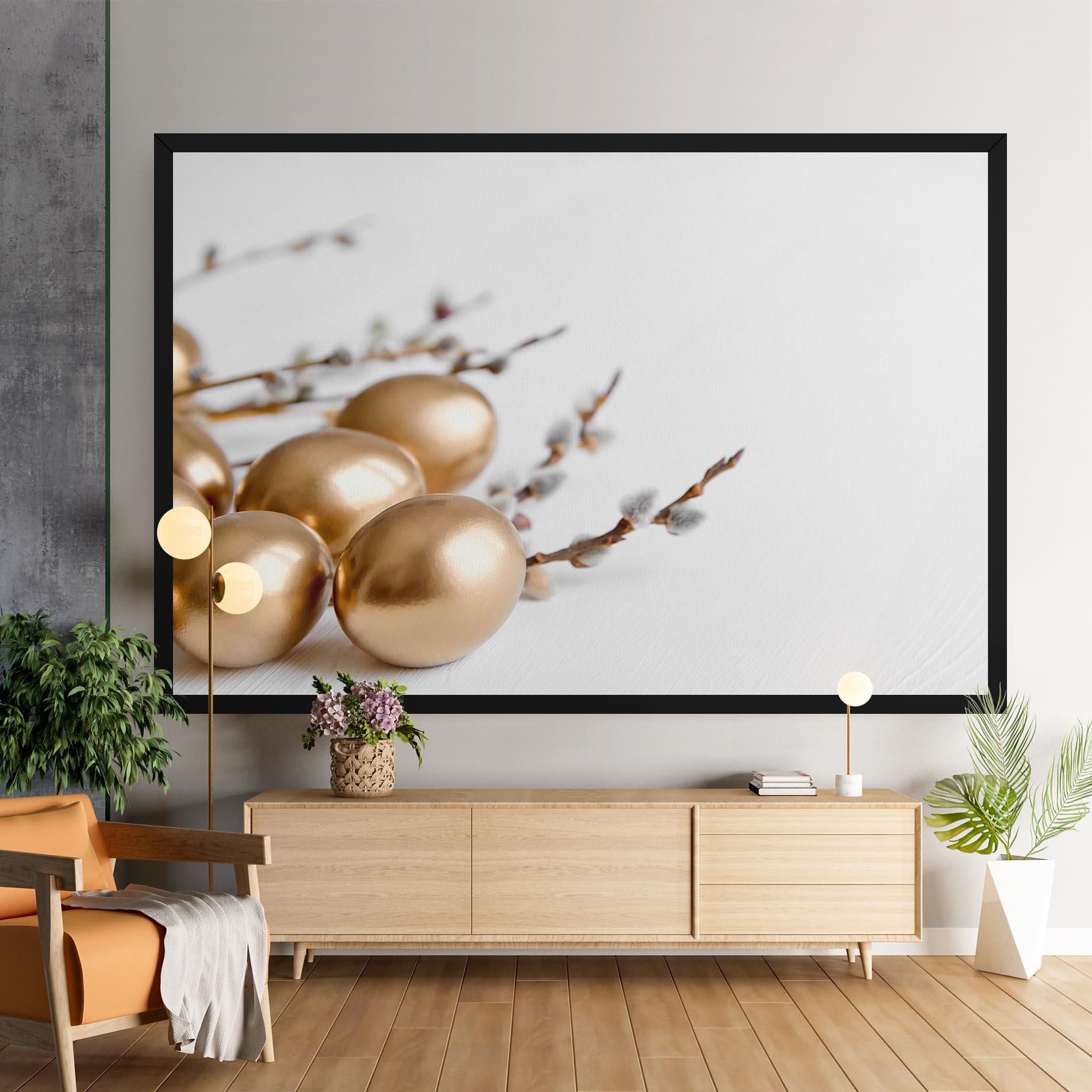 Vászonkép Easter Gold Eggs mockup 9