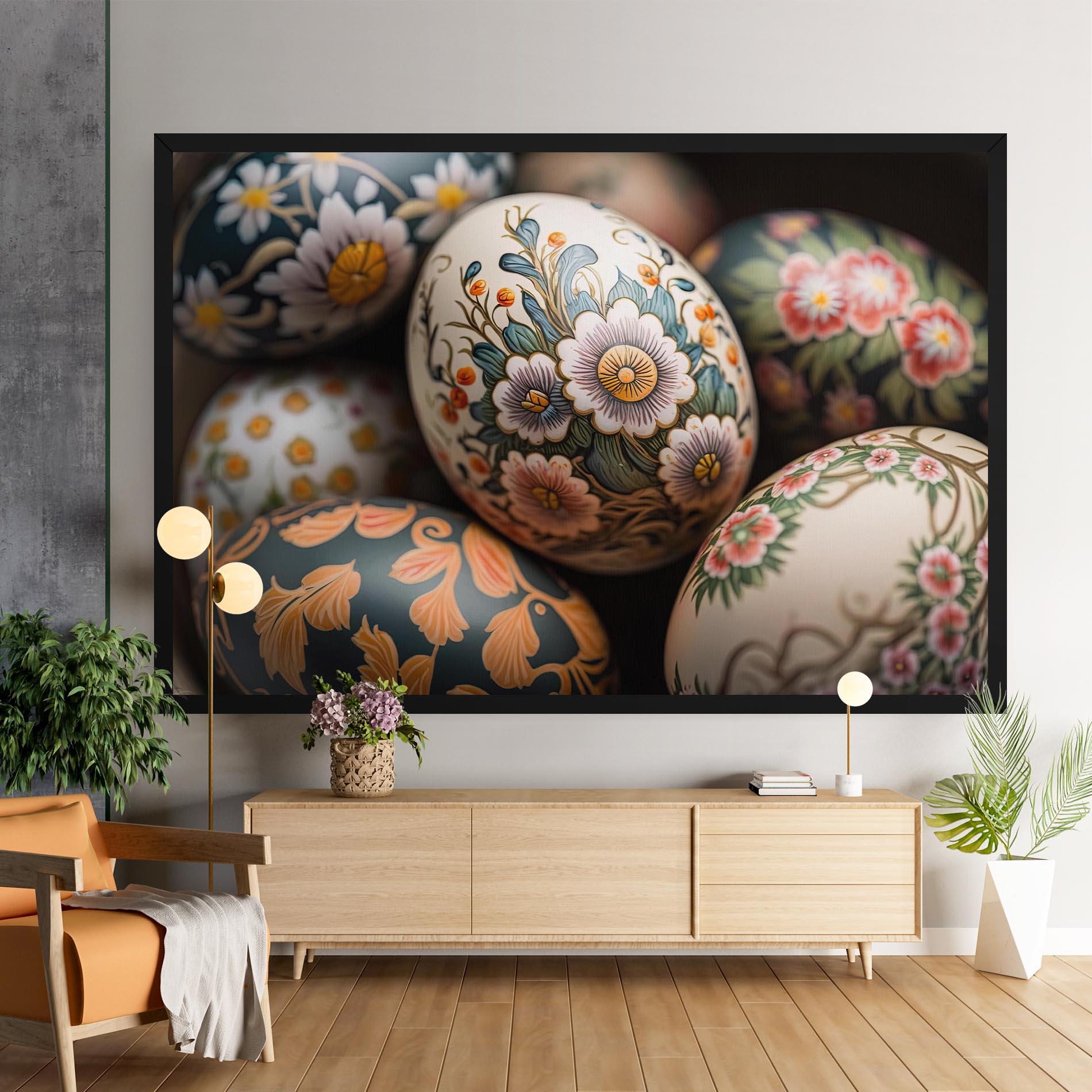 Vászonkép Floral Painted Eggs mockup 9