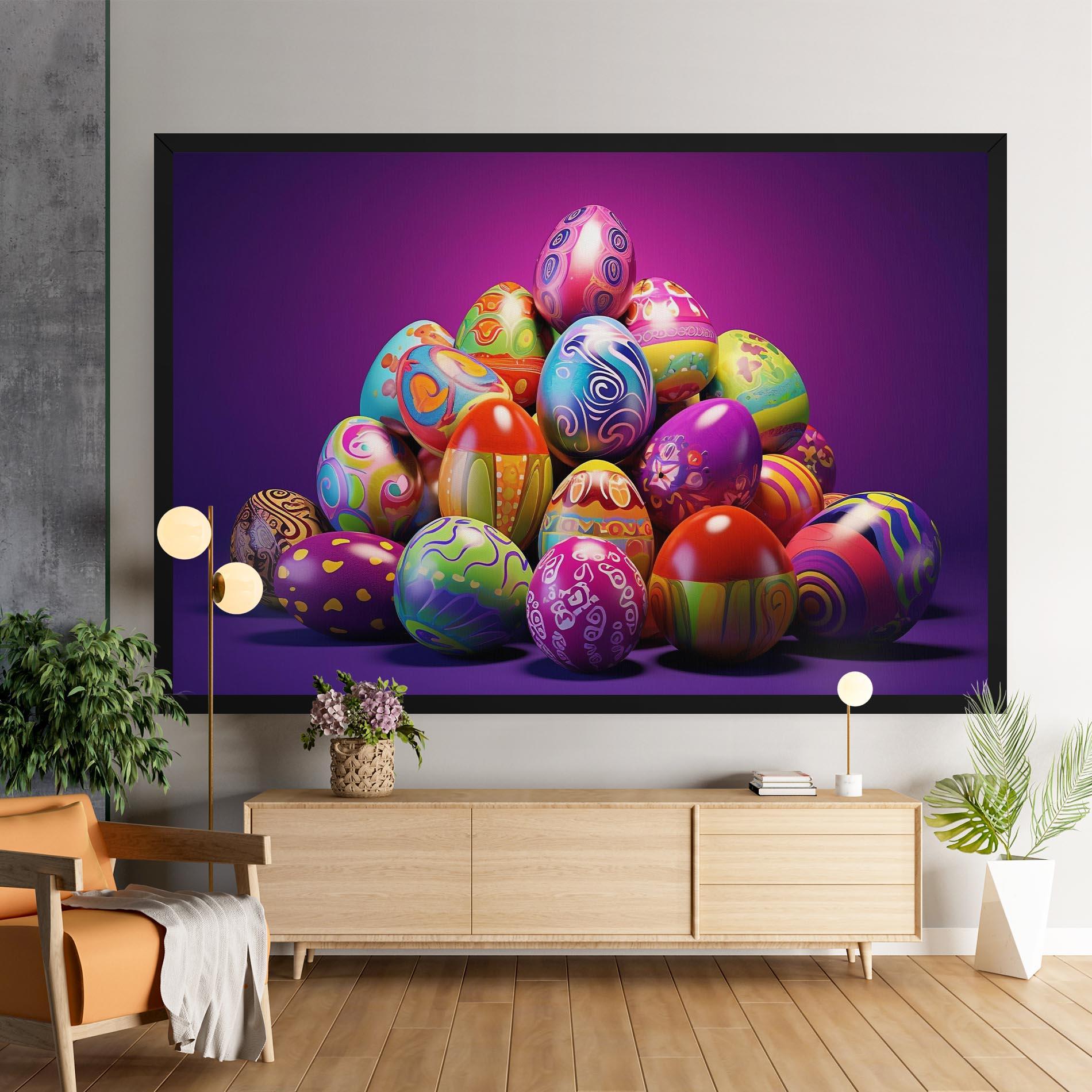 Vászonkép Pile Colorful Eggs mockup 9