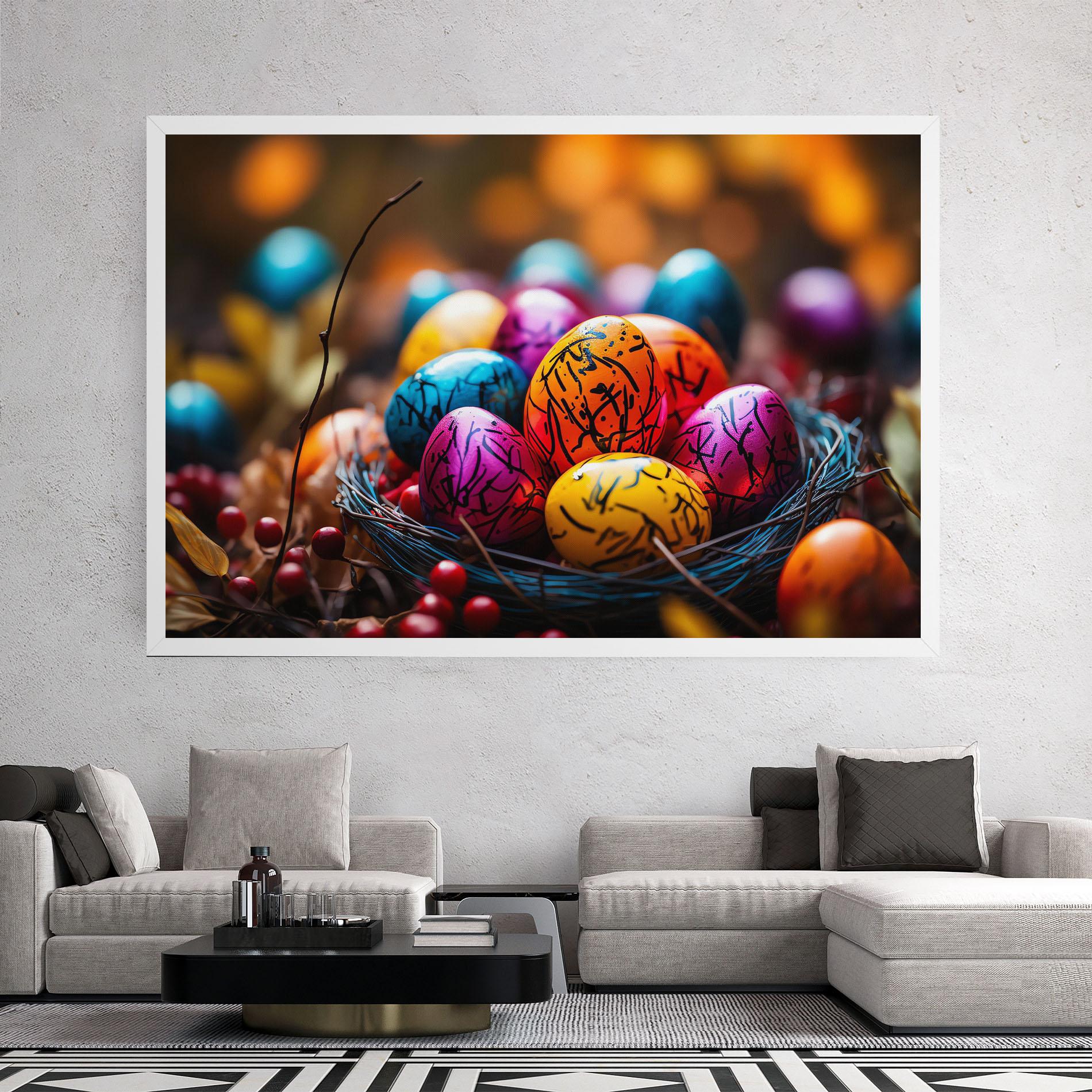 Vászonkép Colorful Easter Eggs mockup 2