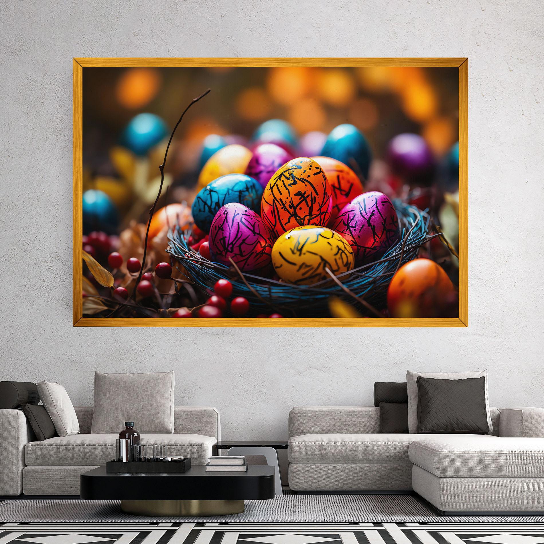 Vászonkép Colorful Easter Eggs mockup 2