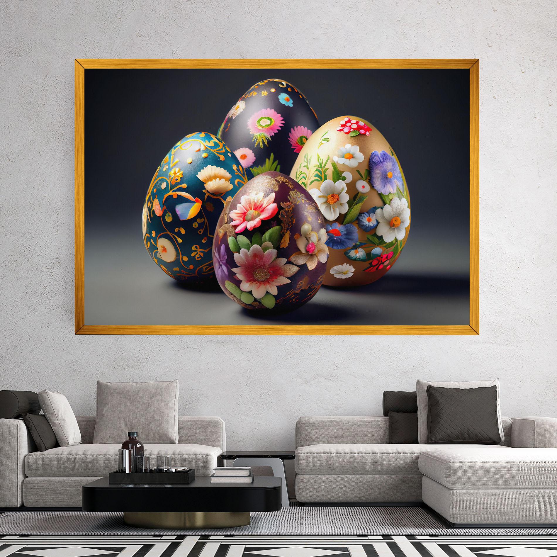 Vászonkép Easter Egs Flowers mockup 2