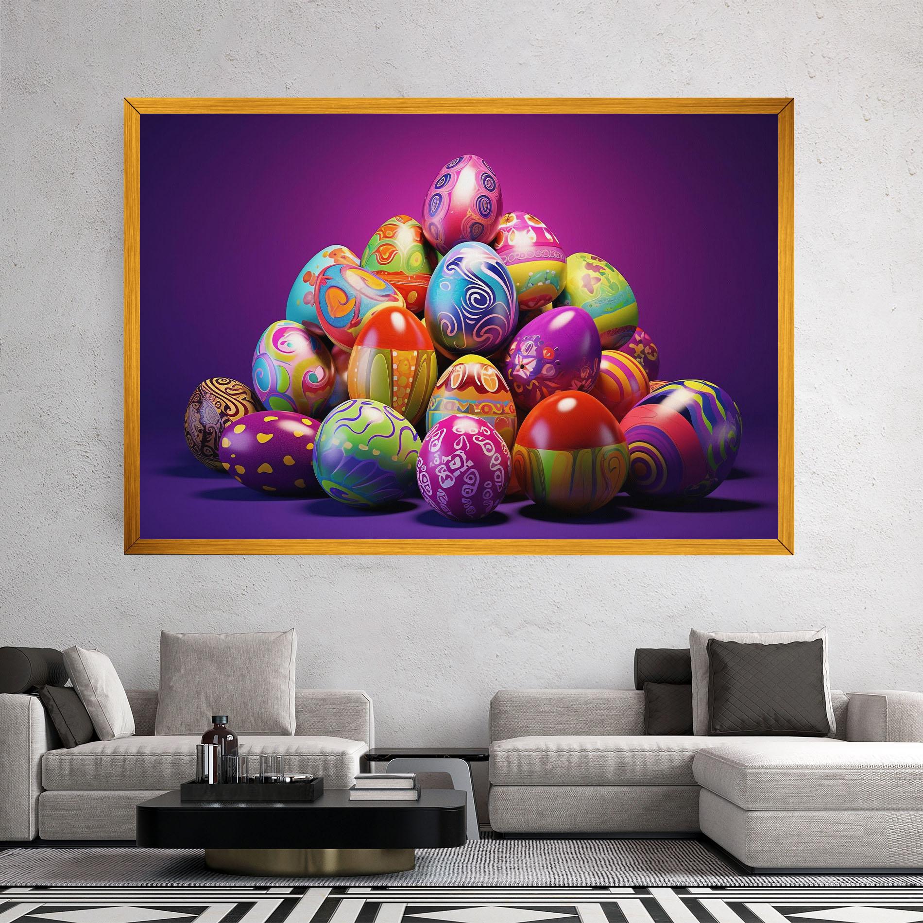 Vászonkép Pile Colorful Eggs mockup 2