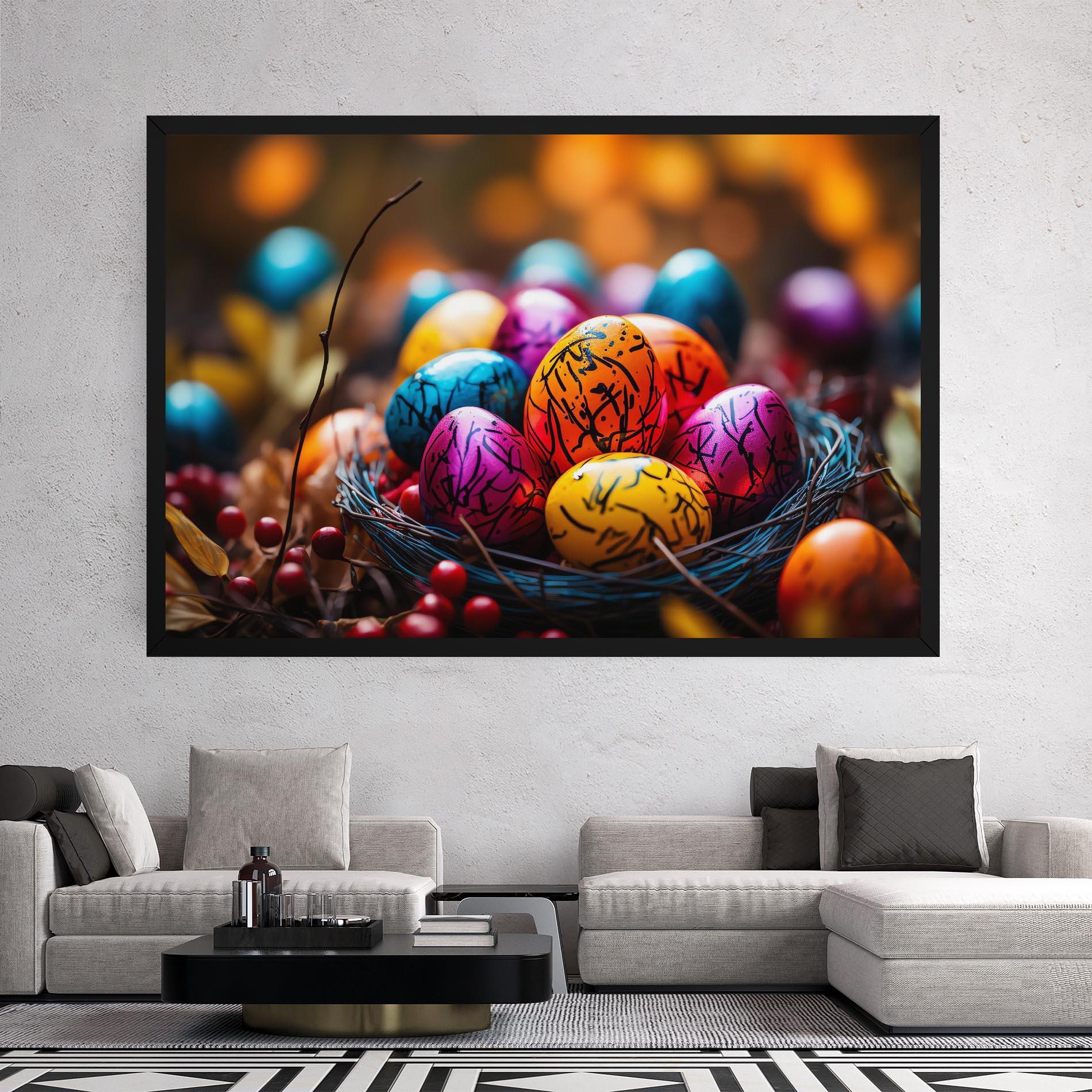 Vászonkép Colorful Easter Eggs mockup 2