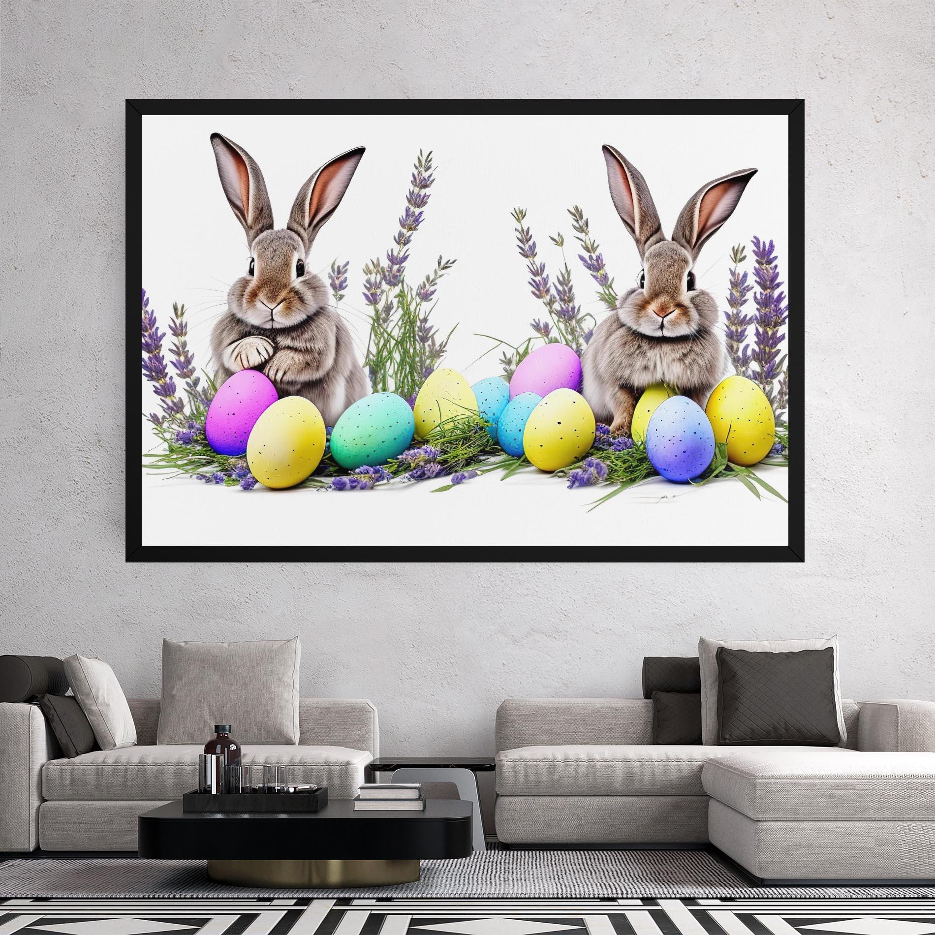 Vászonkép Flowers Easter Bunny mockup 2
