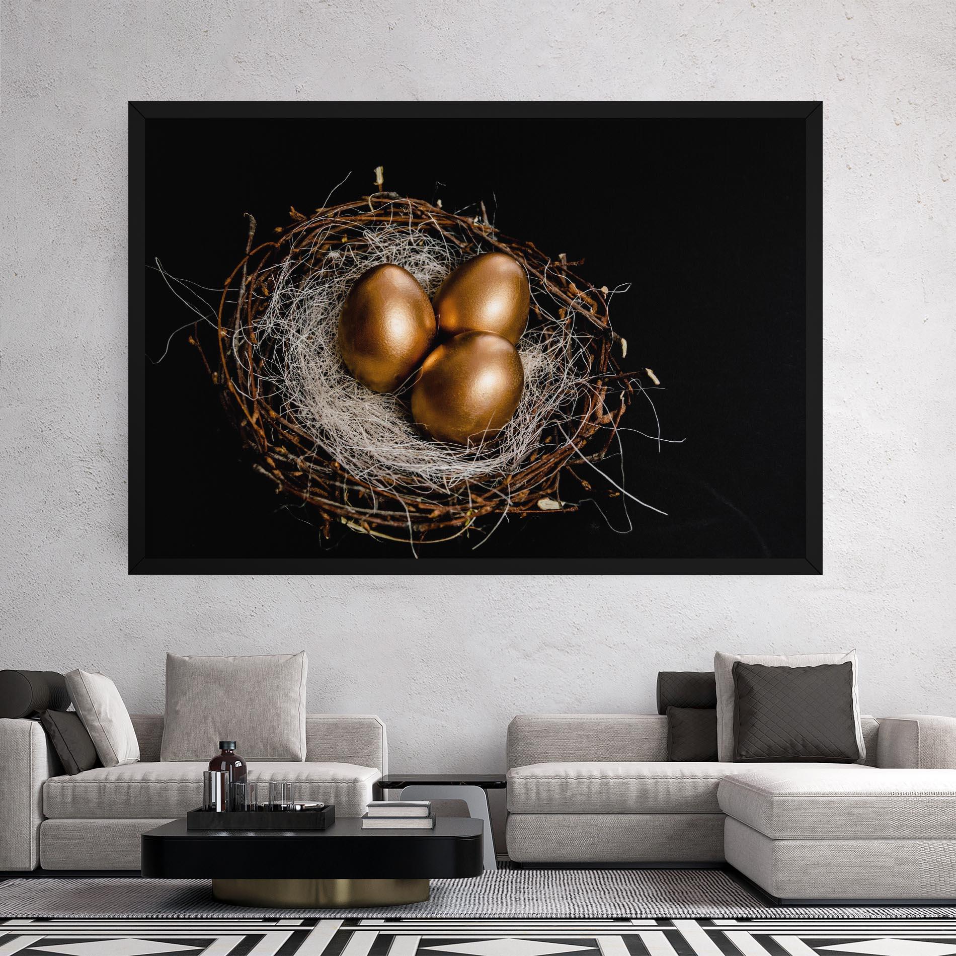 Vászonkép Pretty Golden Easter Eggs mockup 2