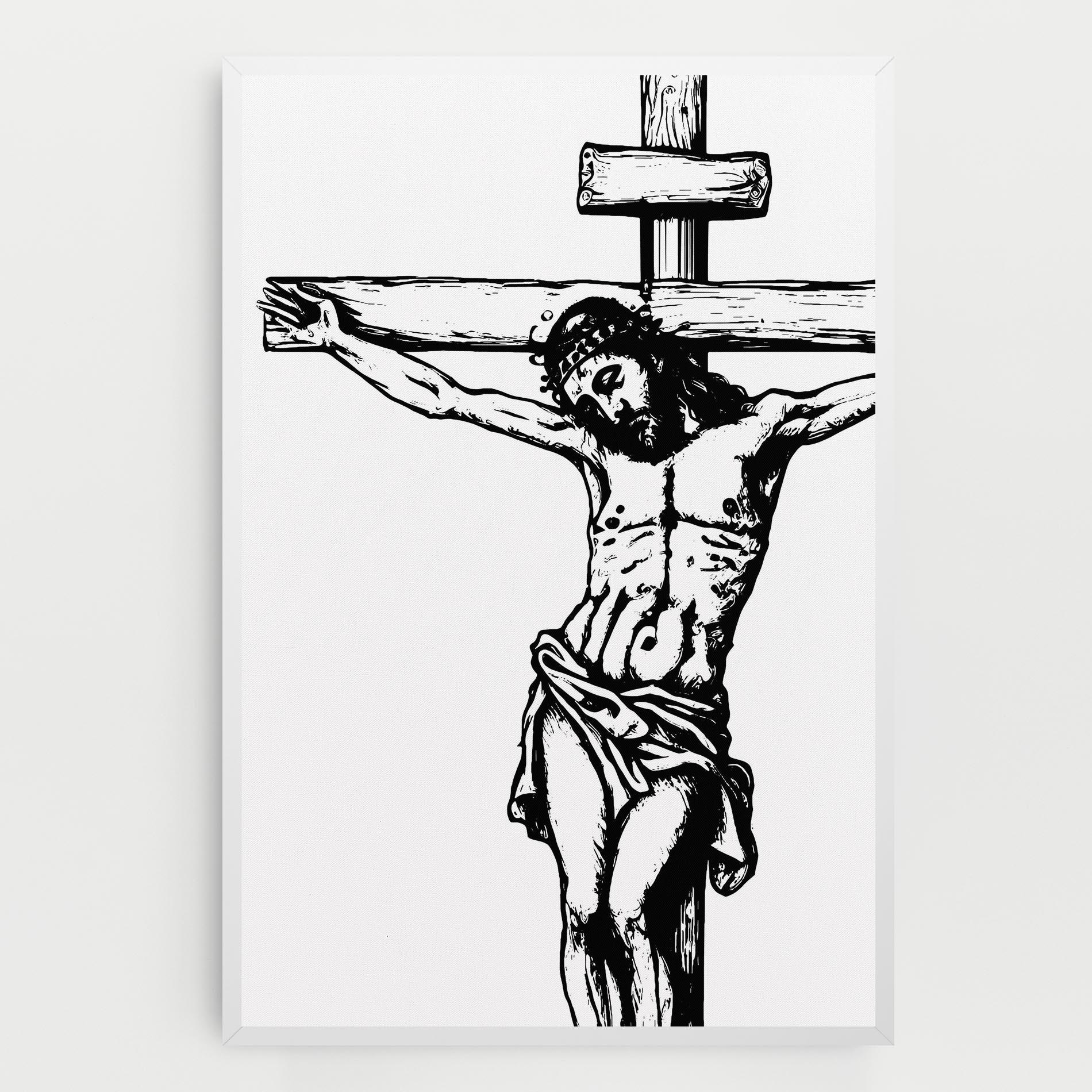 Vászonkép Jesus Black Line mockup 0