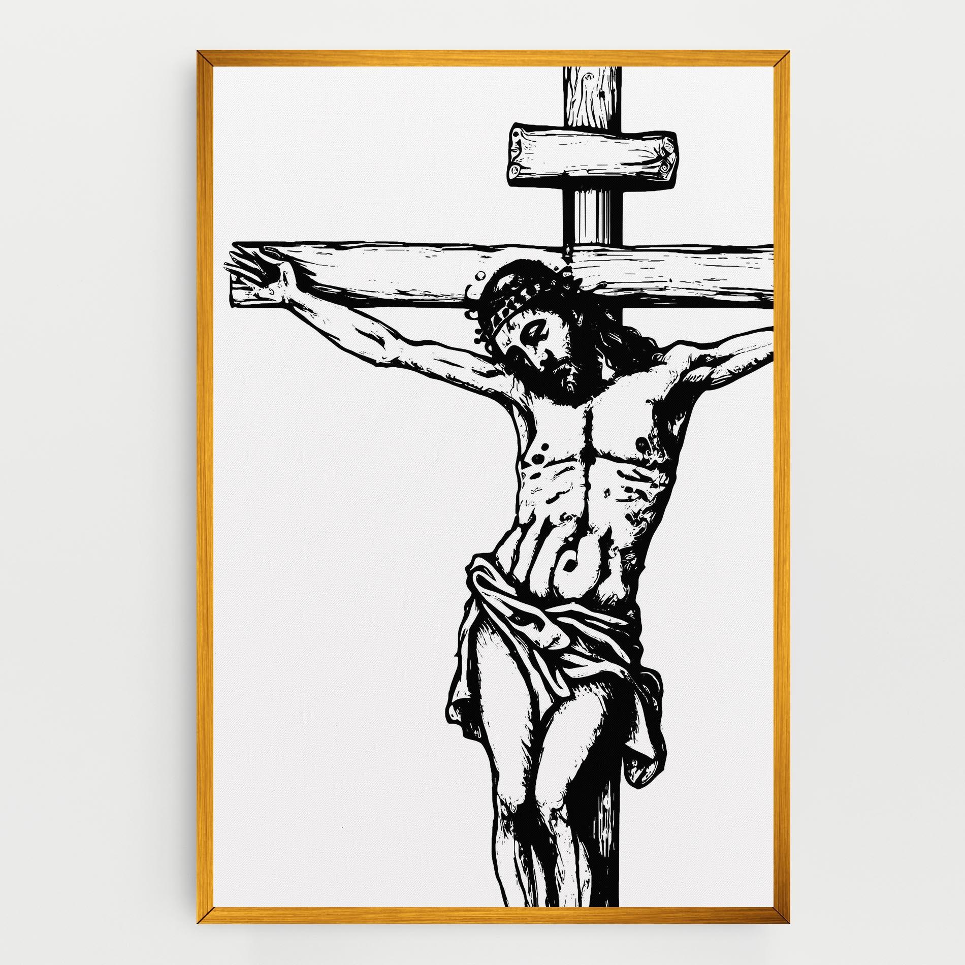 Vászonkép Jesus Black Line mockup 0