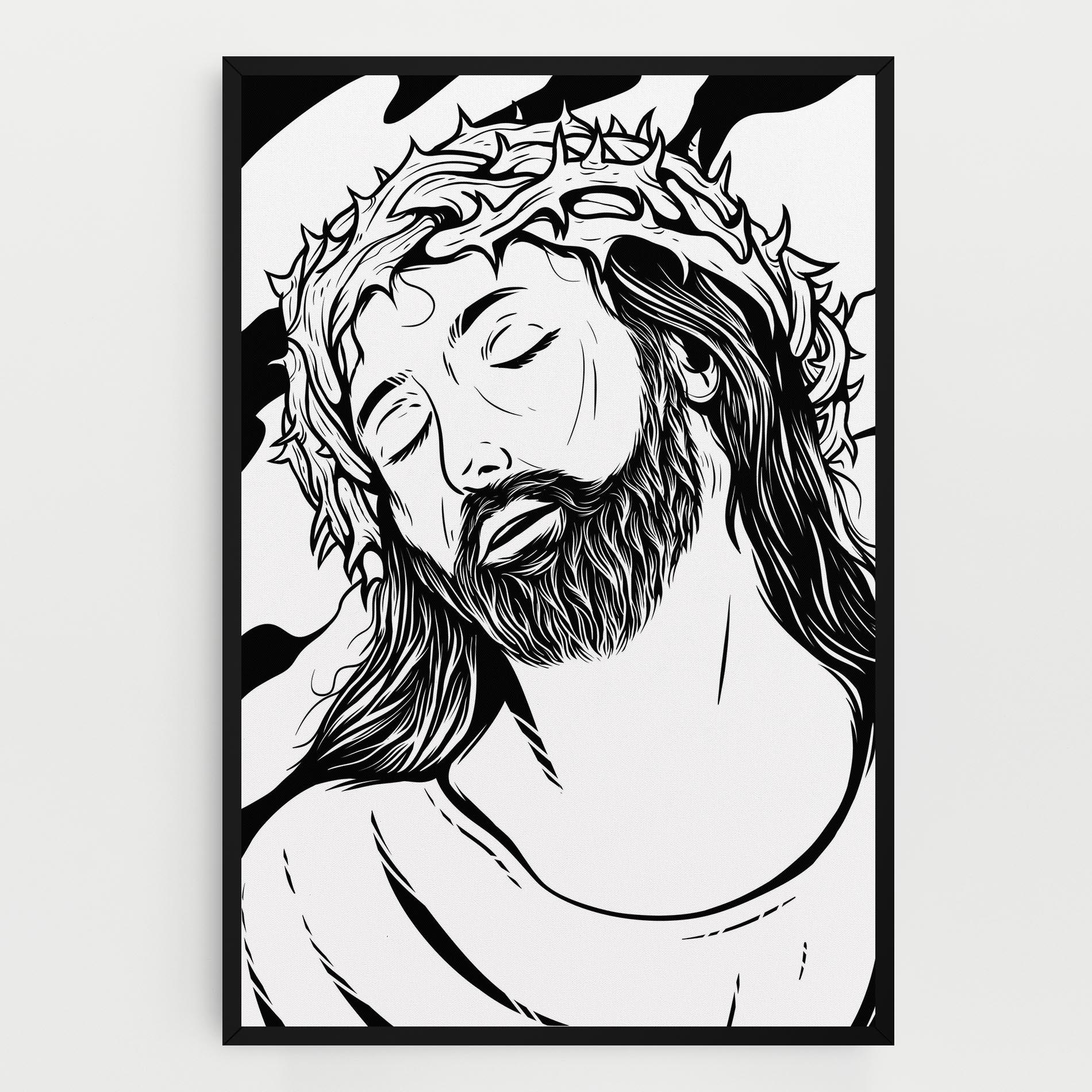 Vászonkép Black White Jesus mockup 0