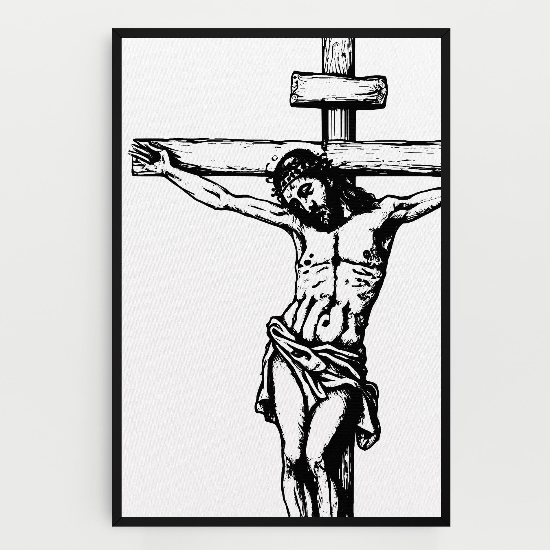 Vászonkép Jesus Black Line mockup 0
