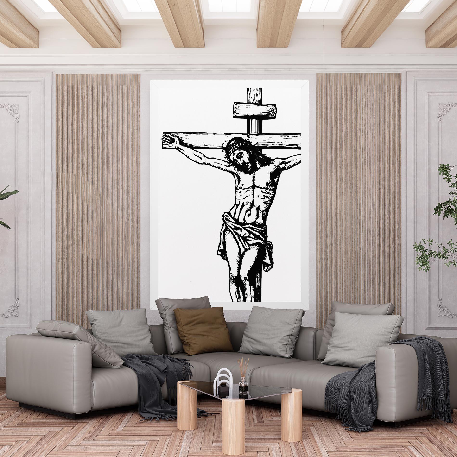 Vászonkép Jesus Black Line mockup 6