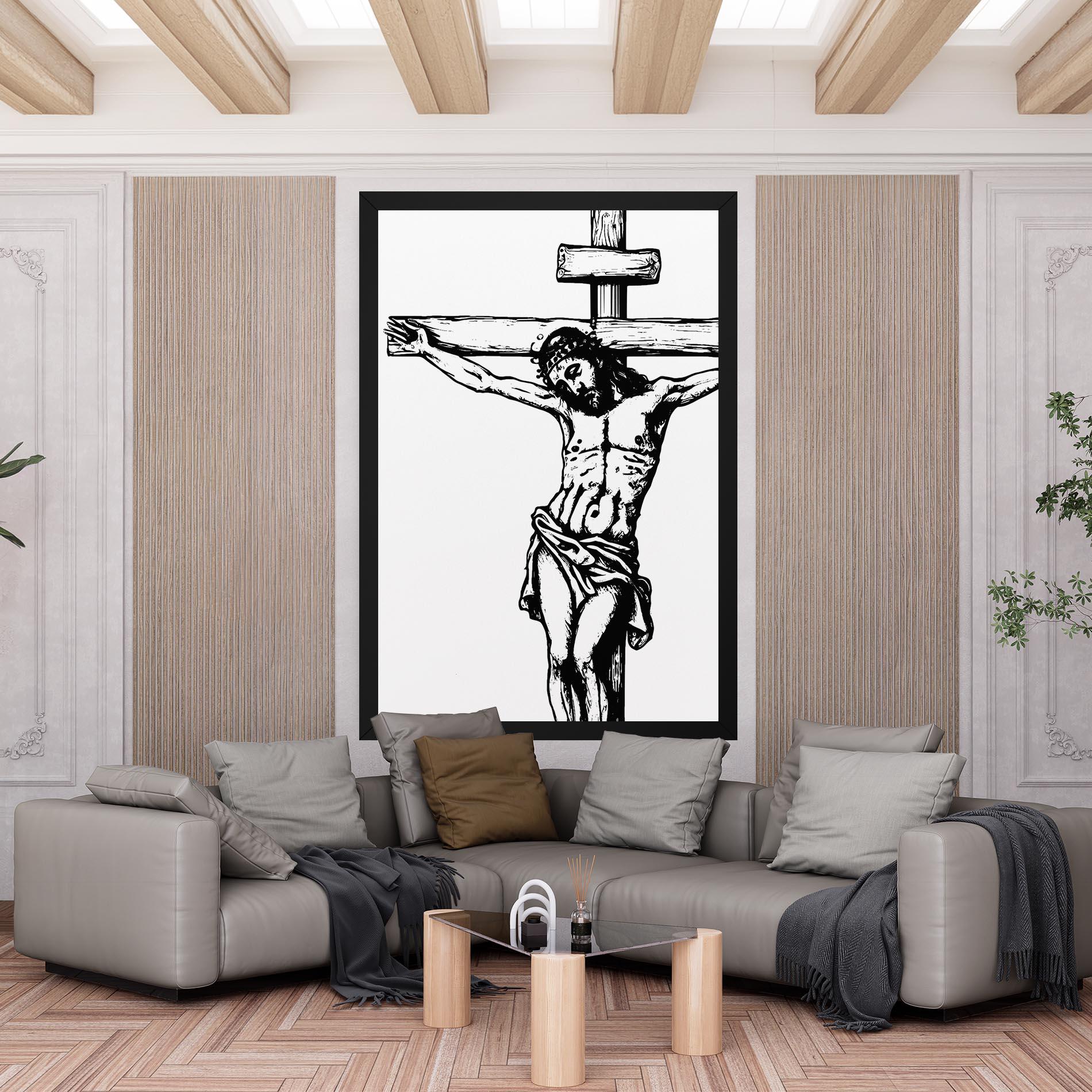 Vászonkép Jesus Black Line mockup 6