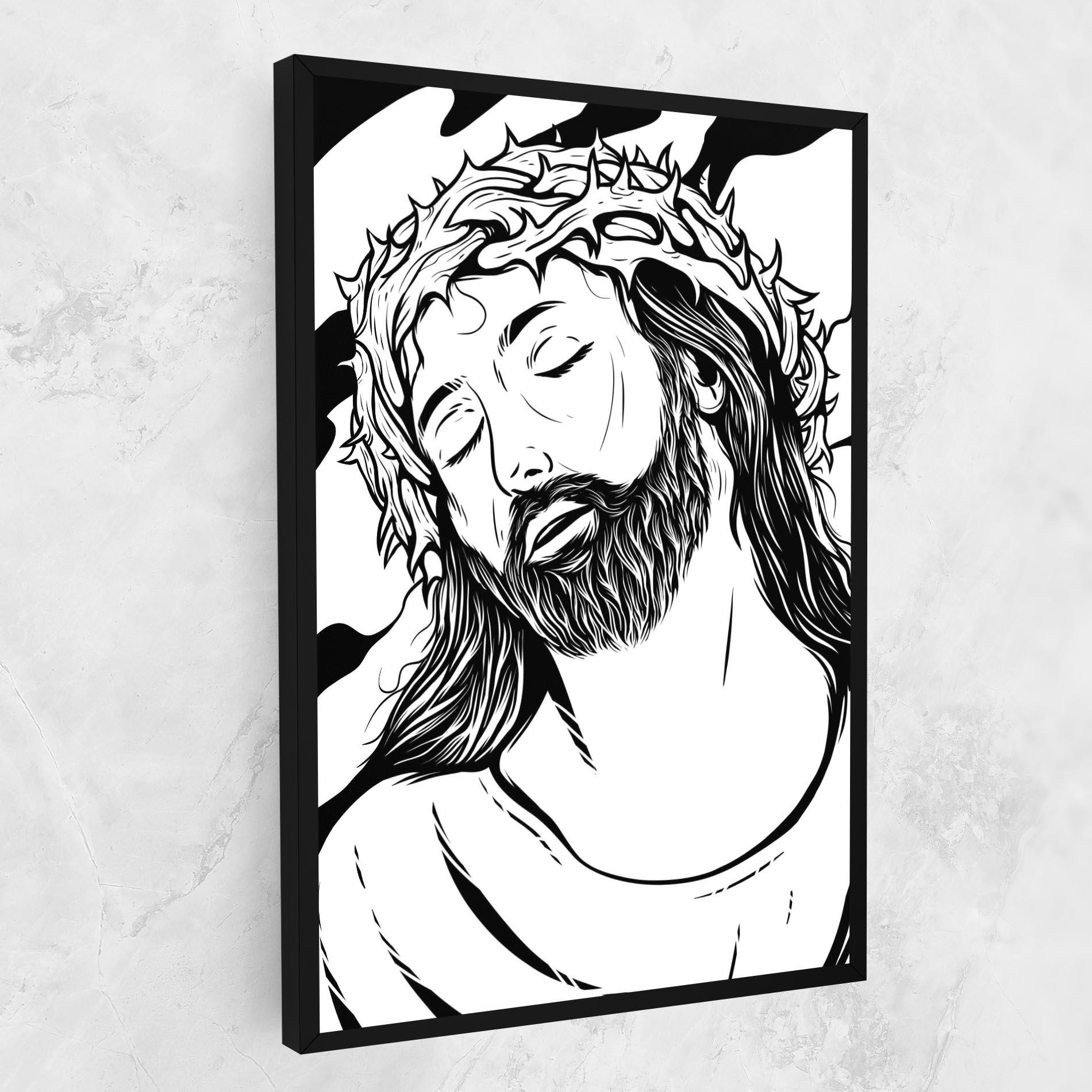 Vászonkép Black White Jesus mockup 1