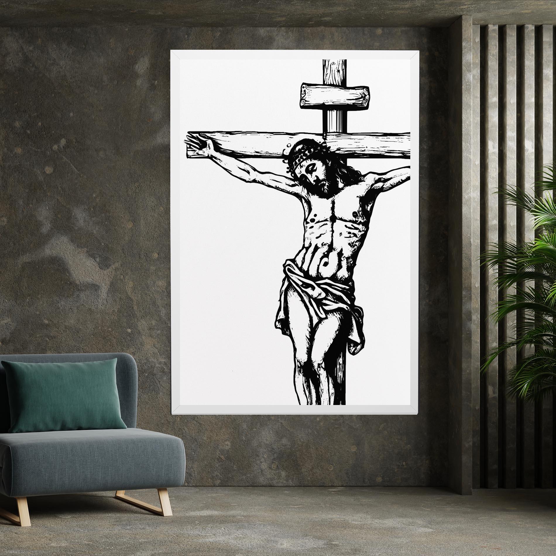 Vászonkép Jesus Black Line mockup 7
