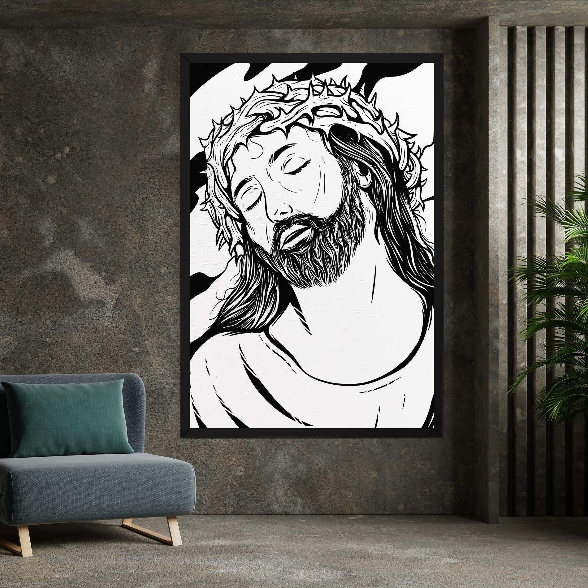 Vászonkép Black White Jesus mockup 7