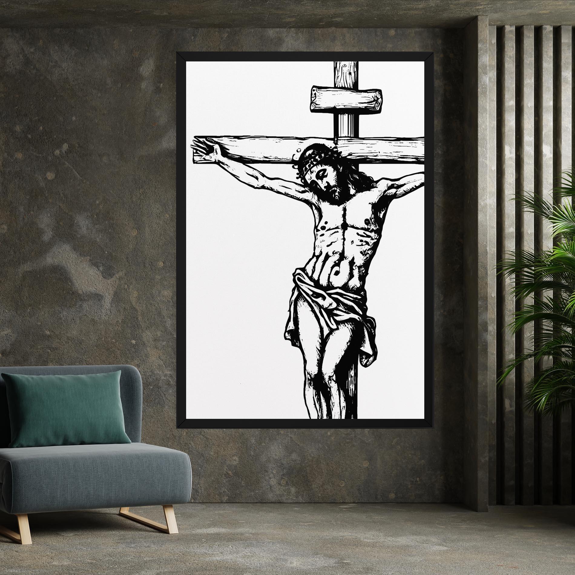 Vászonkép Jesus Black Line mockup 7