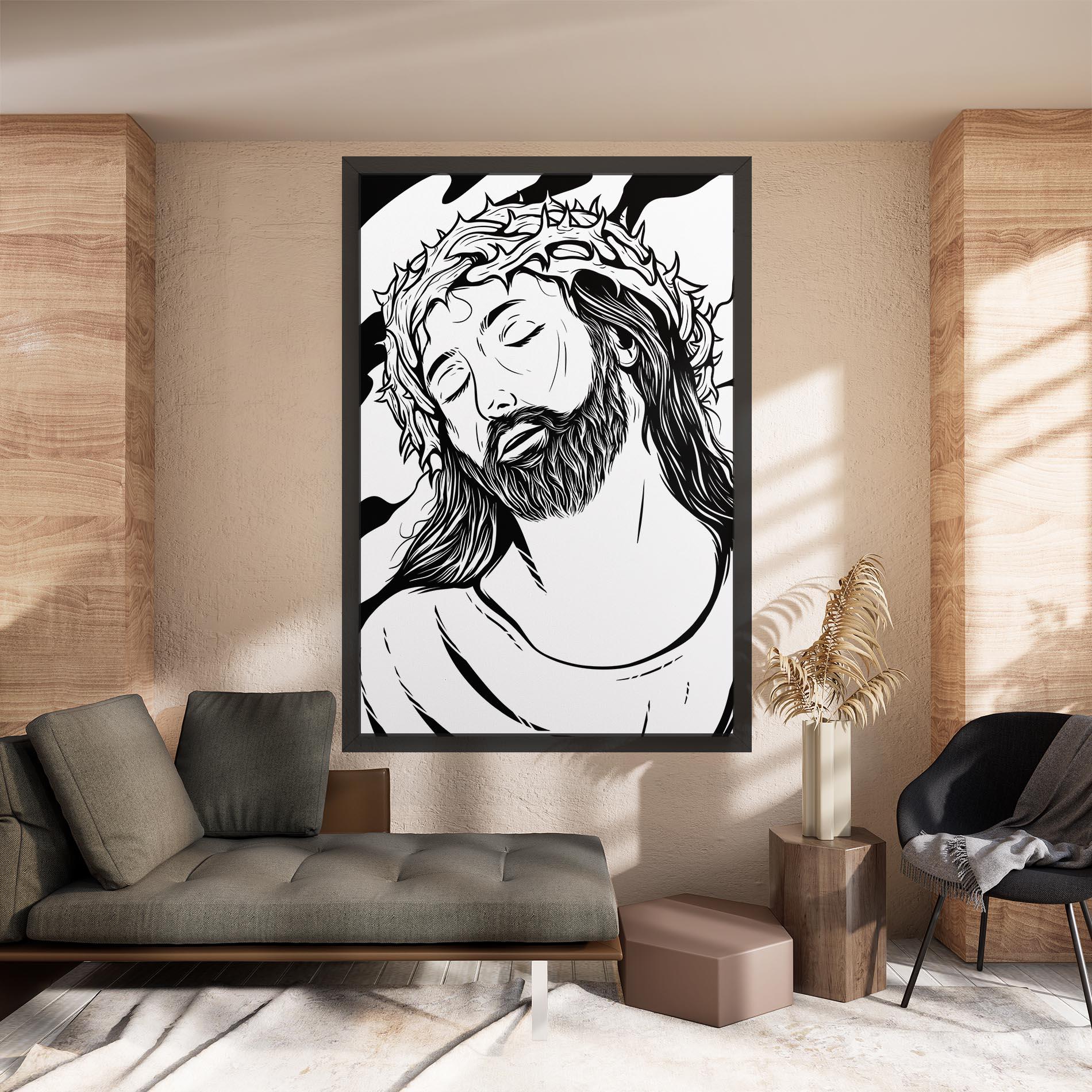 Vászonkép Black White Jesus mockup 8