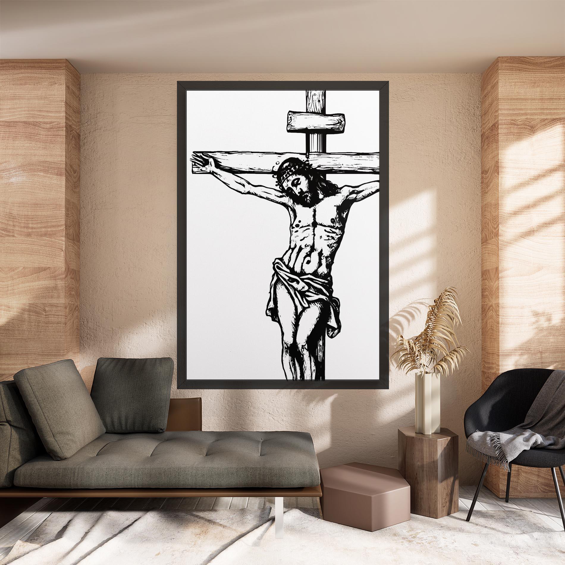 Vászonkép Jesus Black Line mockup 8