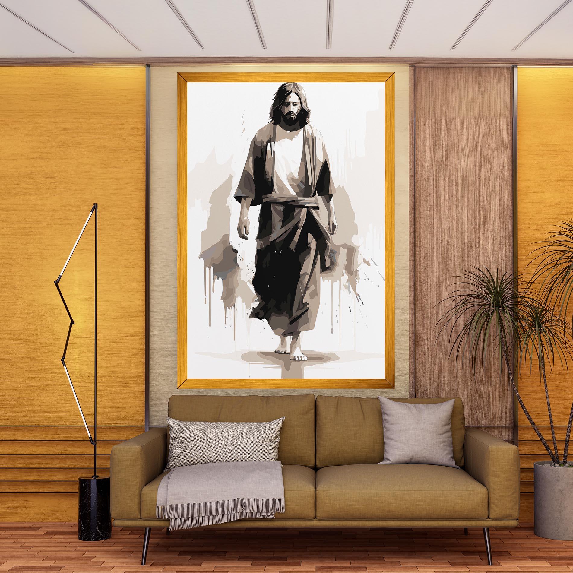Vászonkép Cream Art Jesus mockup 9