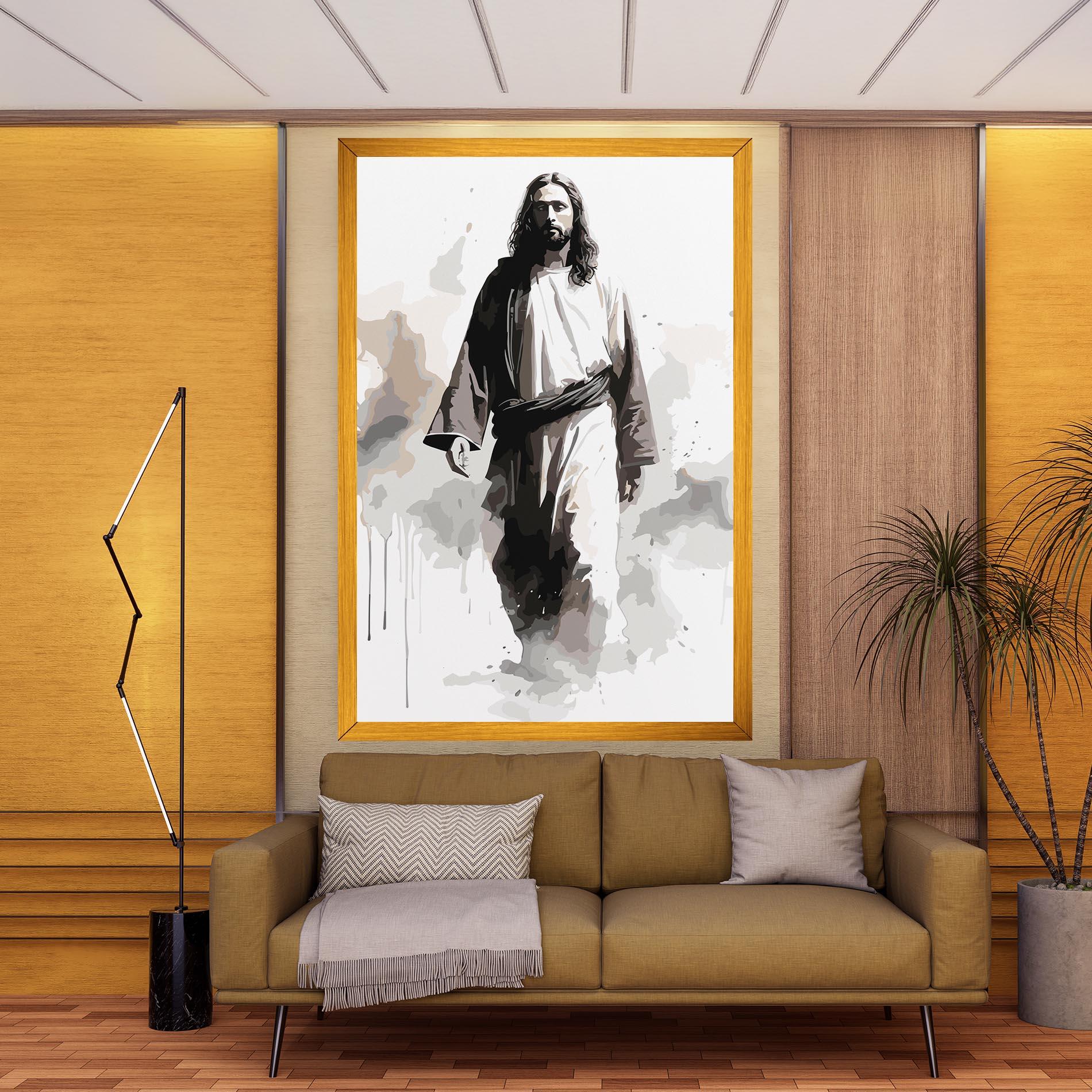 Vászonkép Watercolor Jesus mockup 9