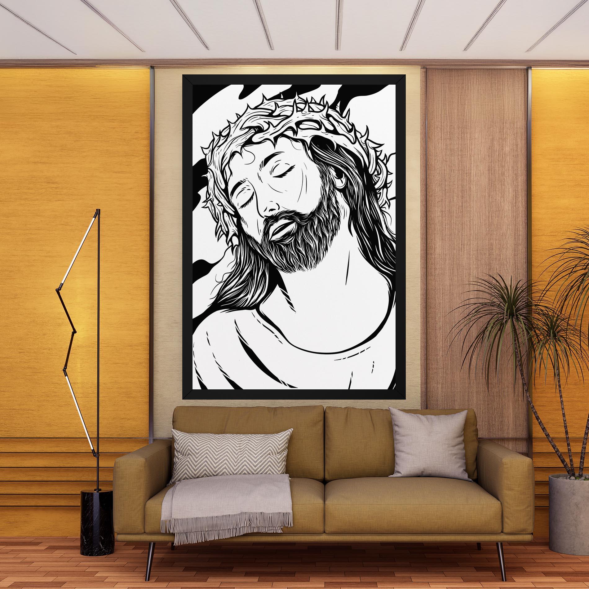 Vászonkép Black White Jesus mockup 9