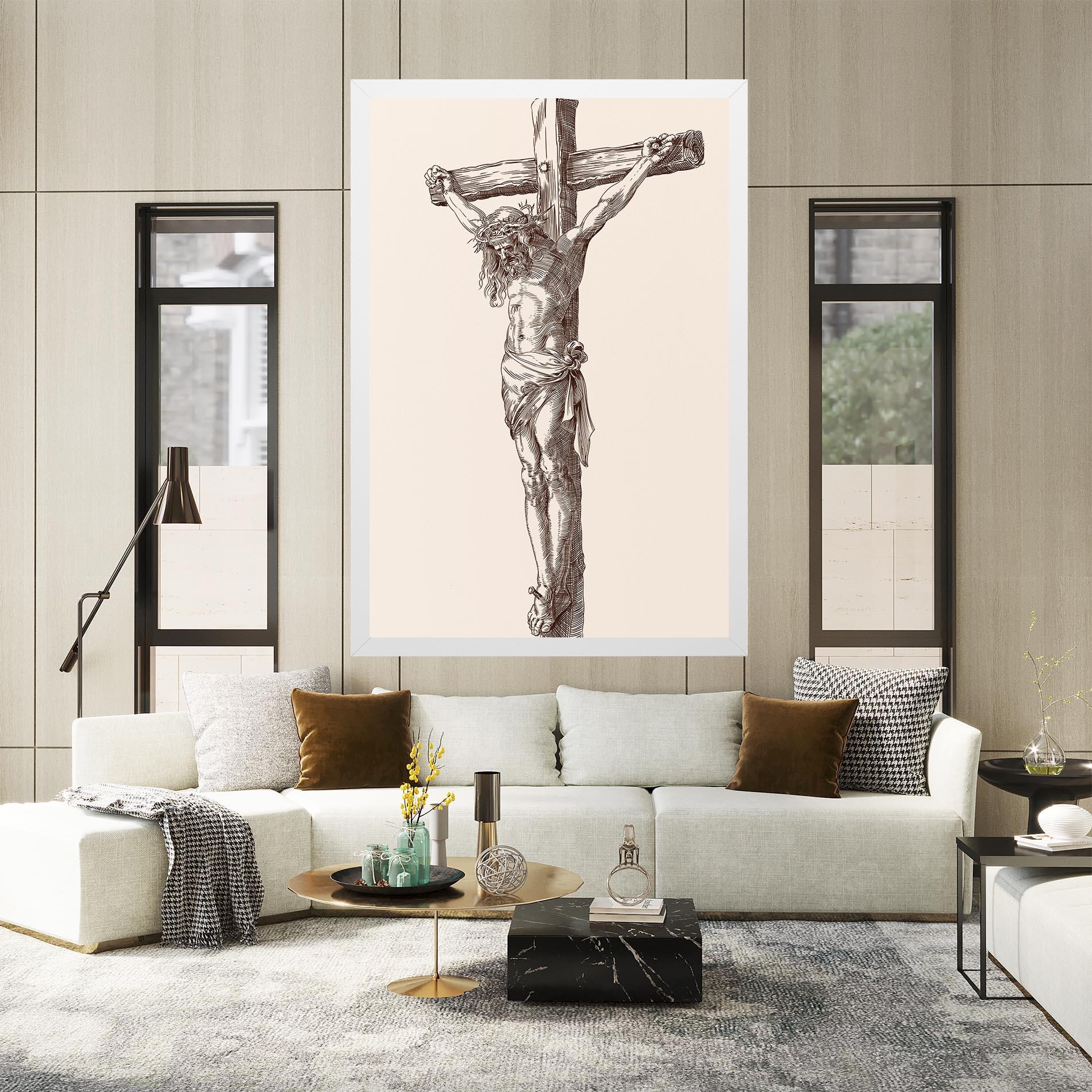 Vászonkép Brown Cross Jesus mockup 2