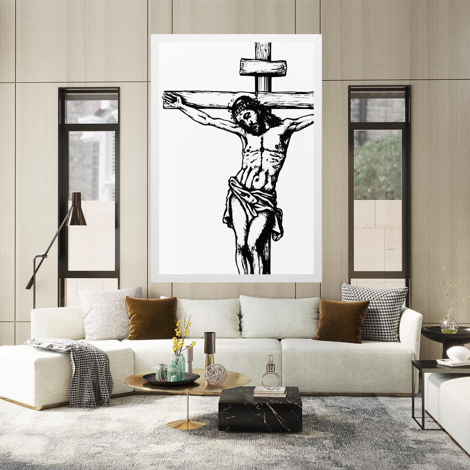 Vászonkép Jesus Black Line mockup 2