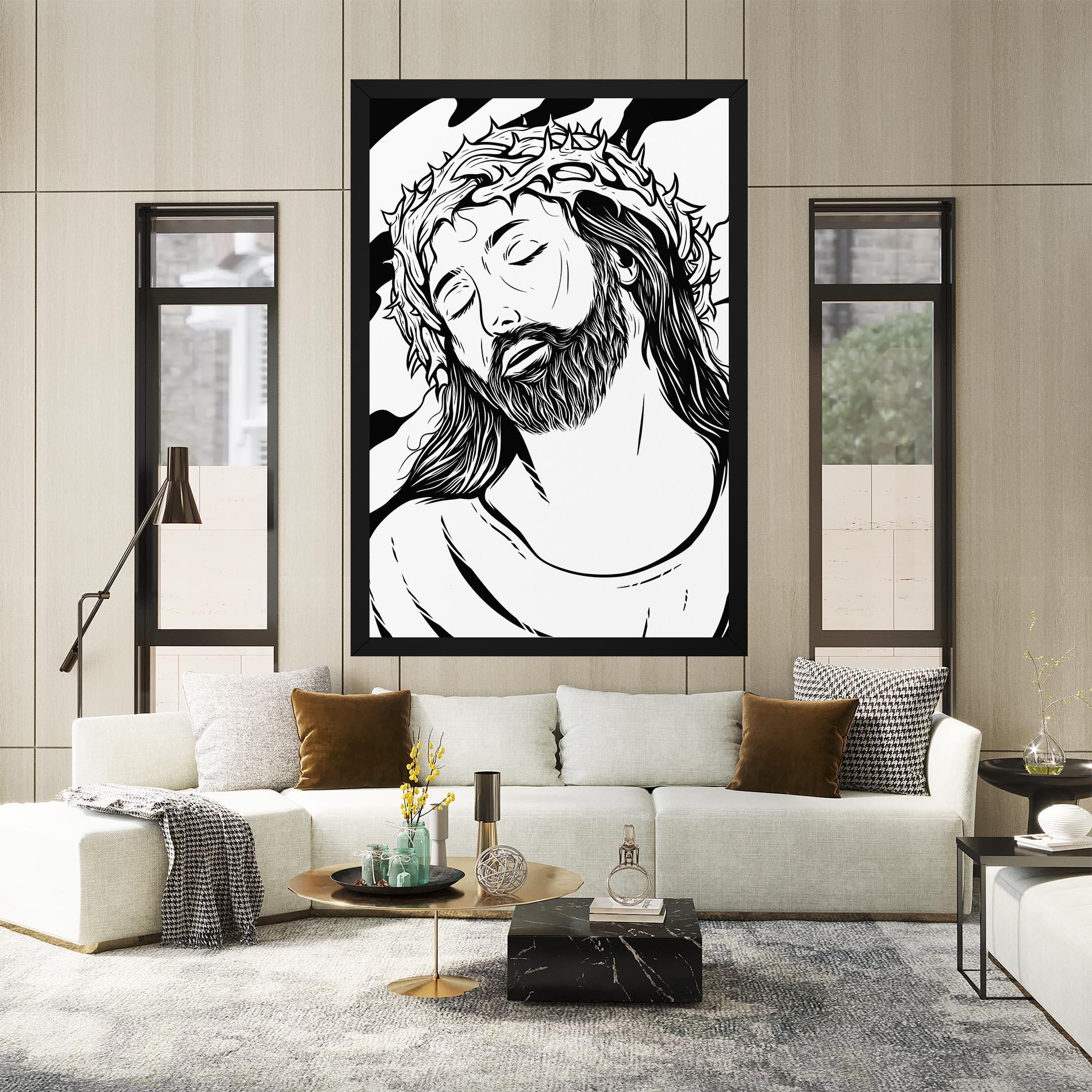 Vászonkép Black White Jesus mockup 2