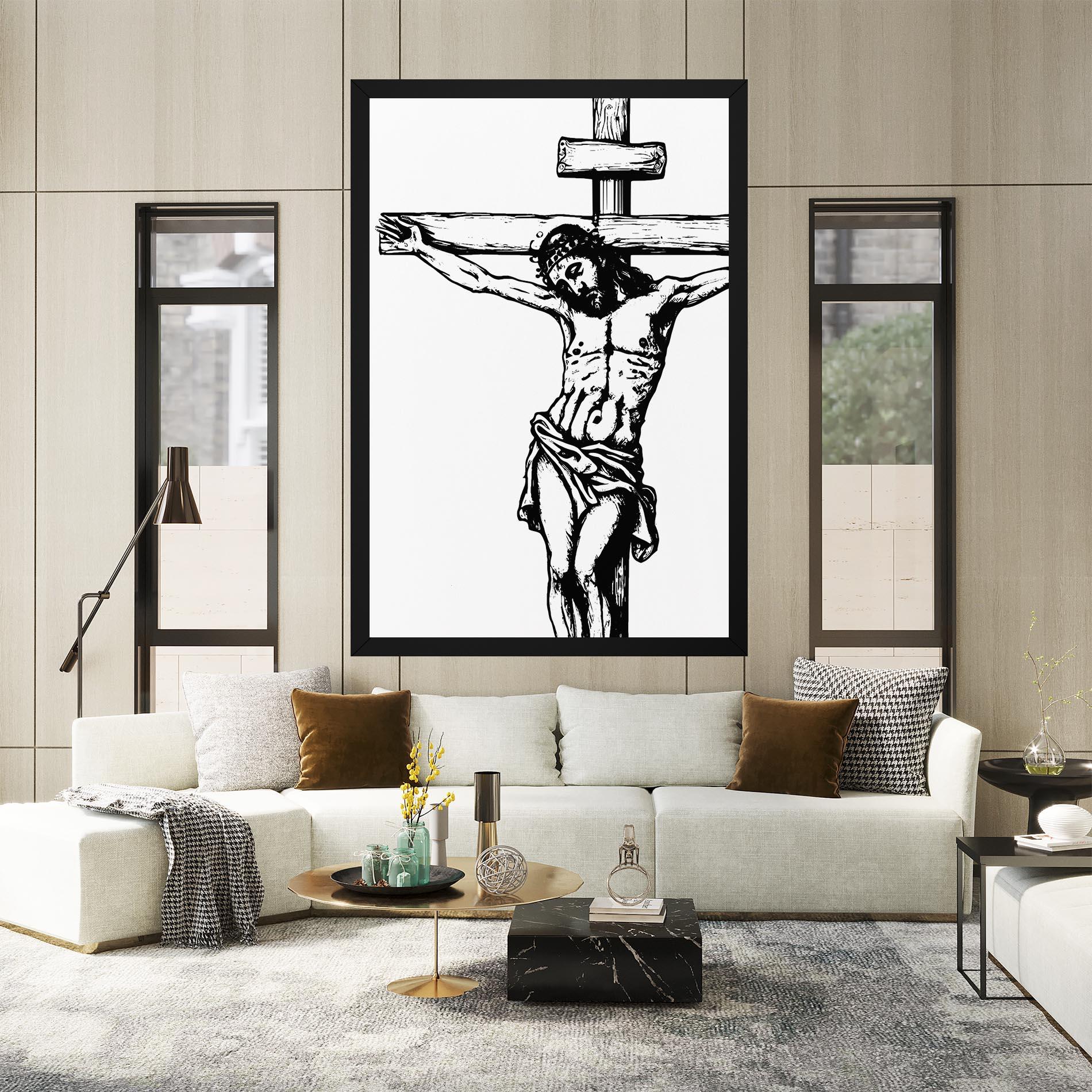 Vászonkép Jesus Black Line mockup 2