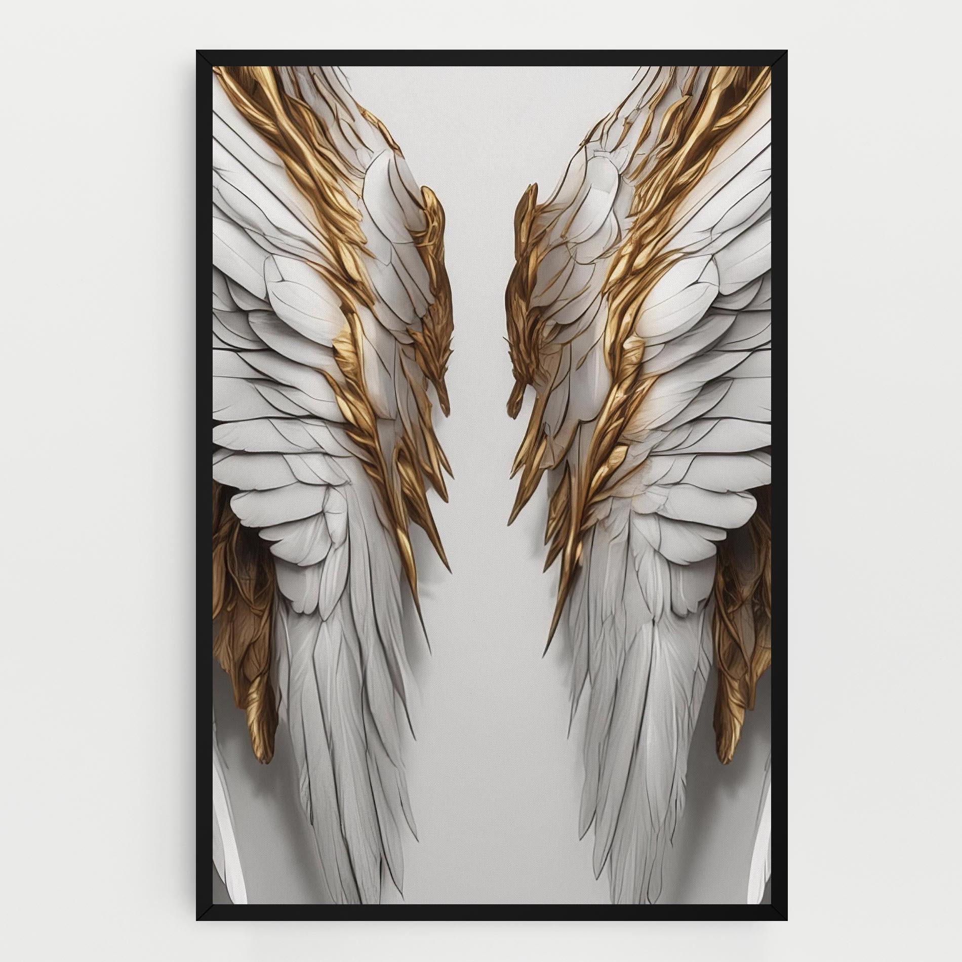 Vászonkép Realistic Gold Angel Wings mockup 0