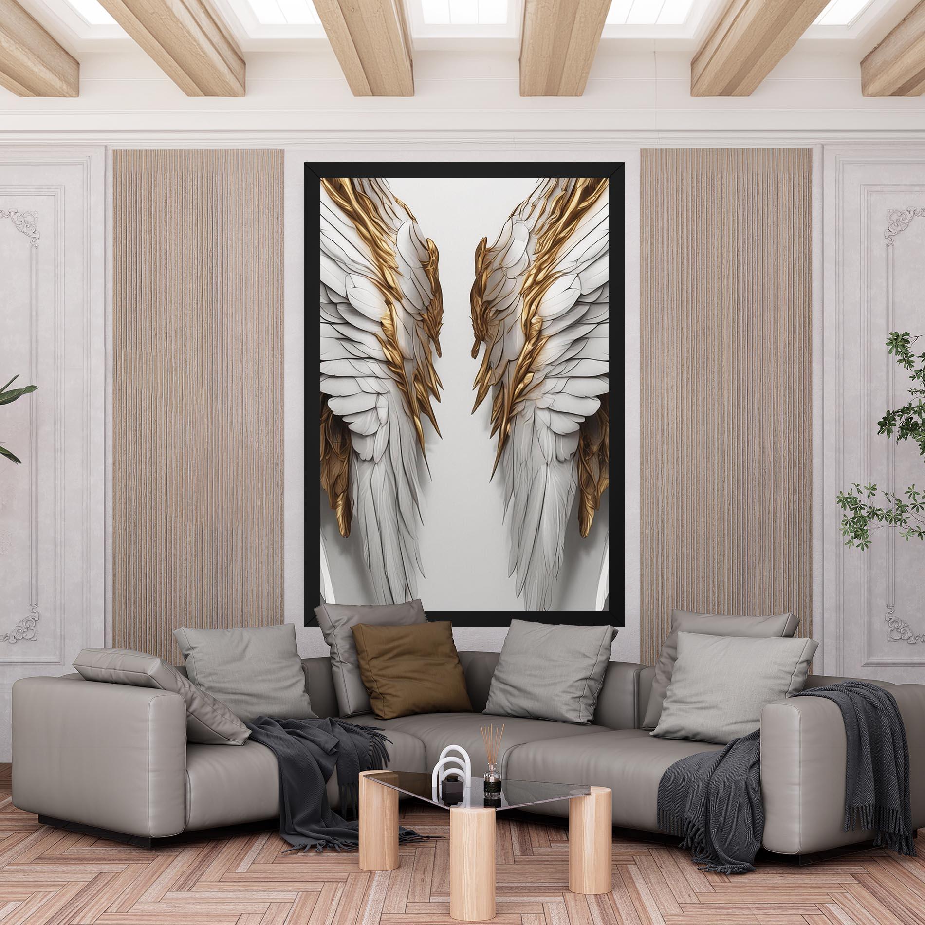 Vászonkép Realistic Gold Angel Wings mockup 6