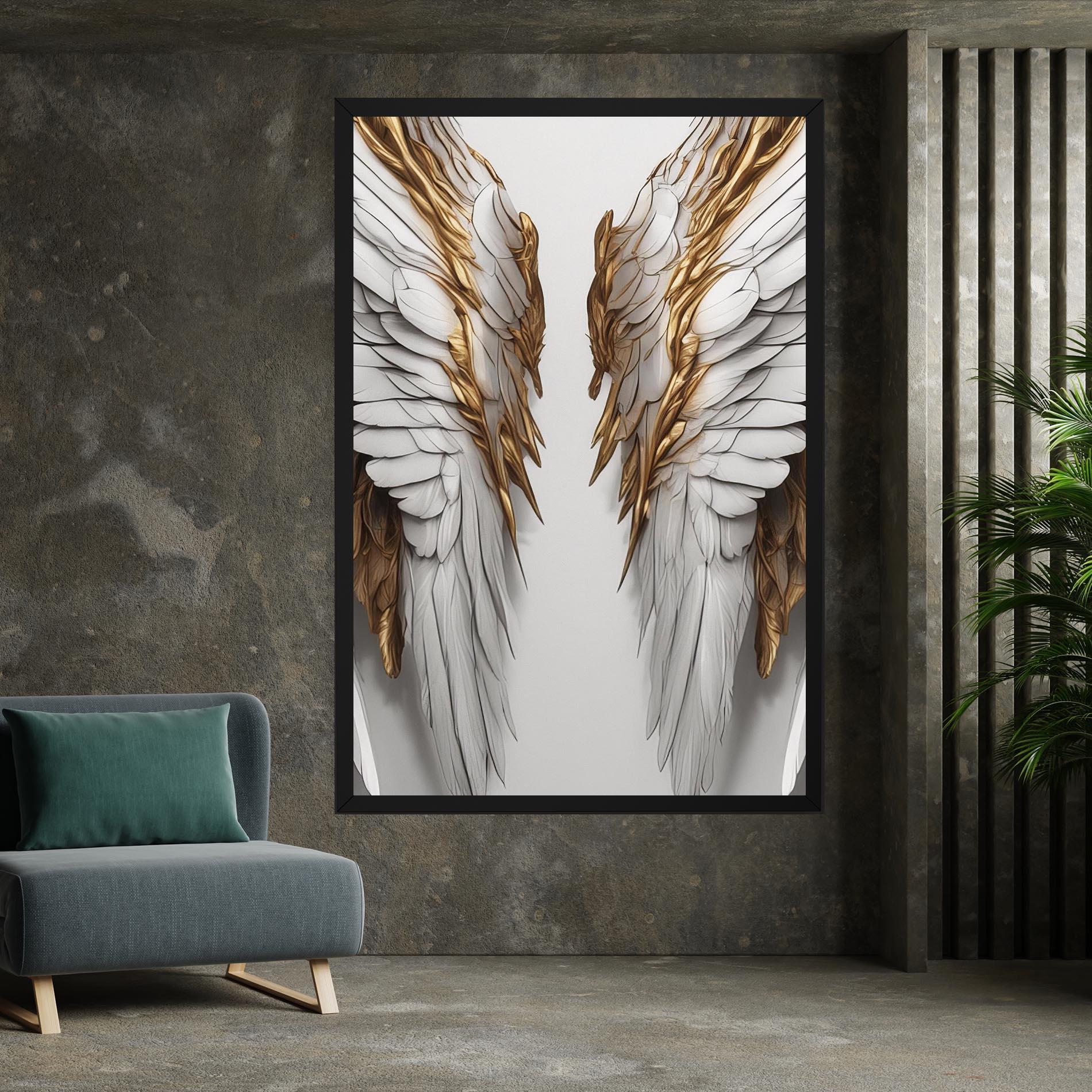 Vászonkép Realistic Gold Angel Wings mockup 7