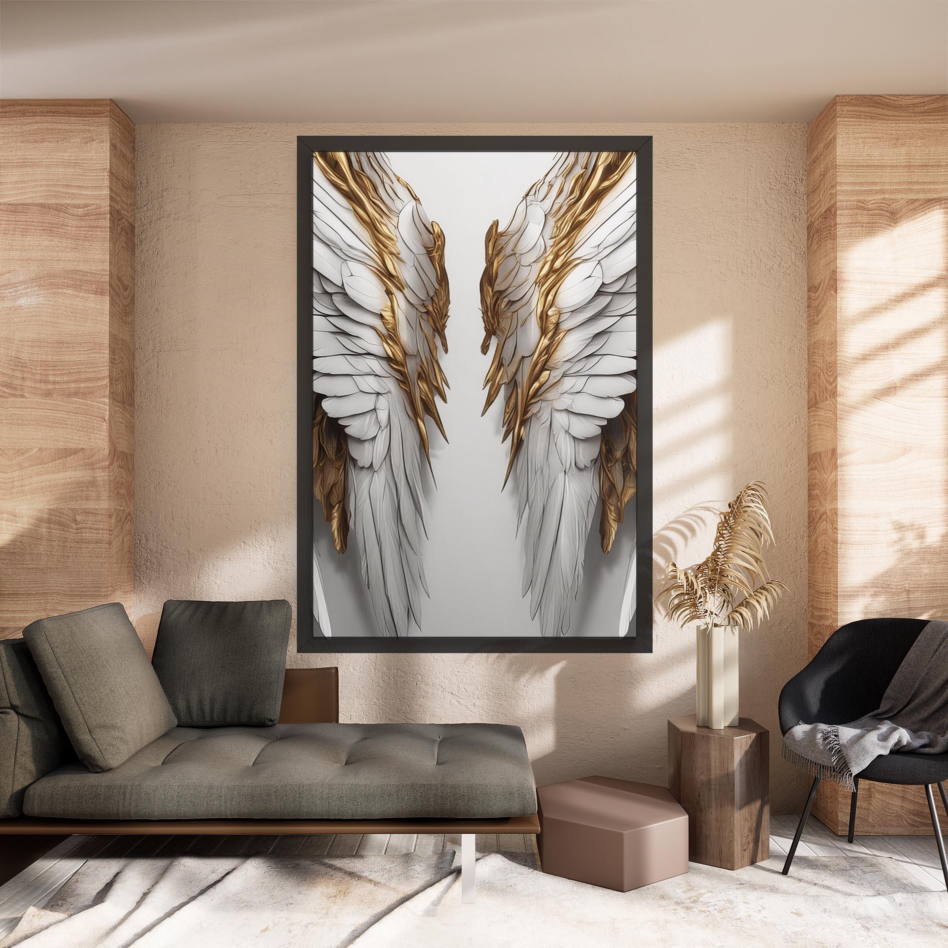 Vászonkép Realistic Gold Angel Wings mockup 8