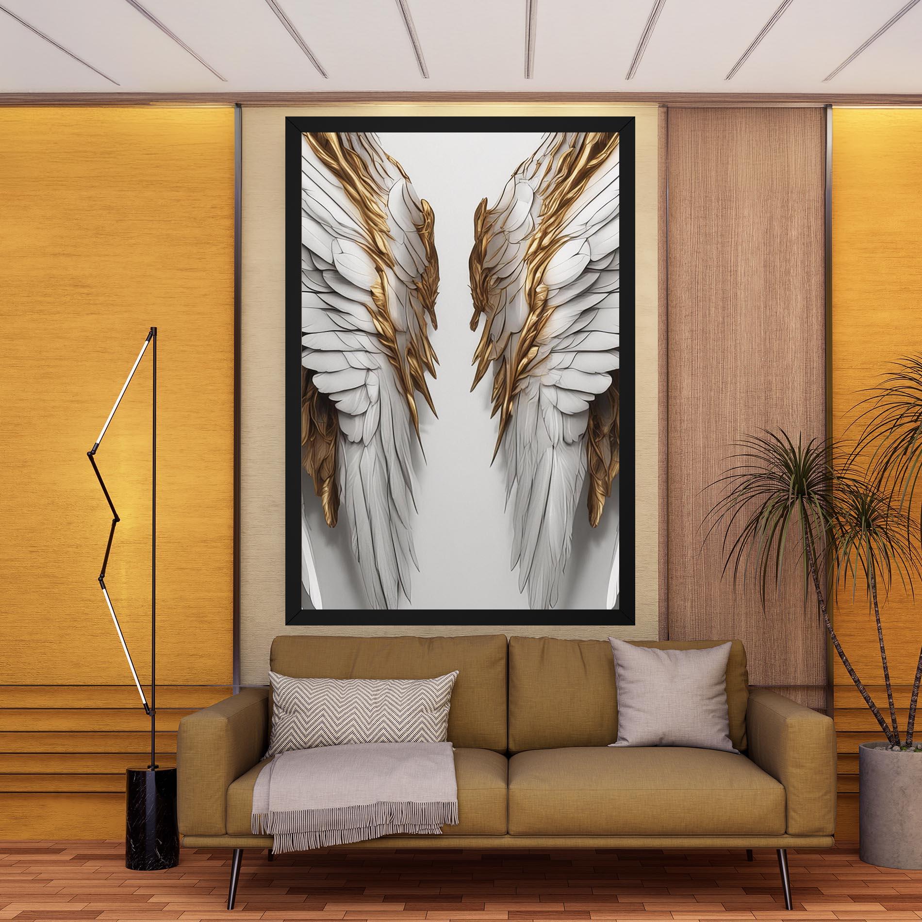Vászonkép Realistic Gold Angel Wings mockup 9