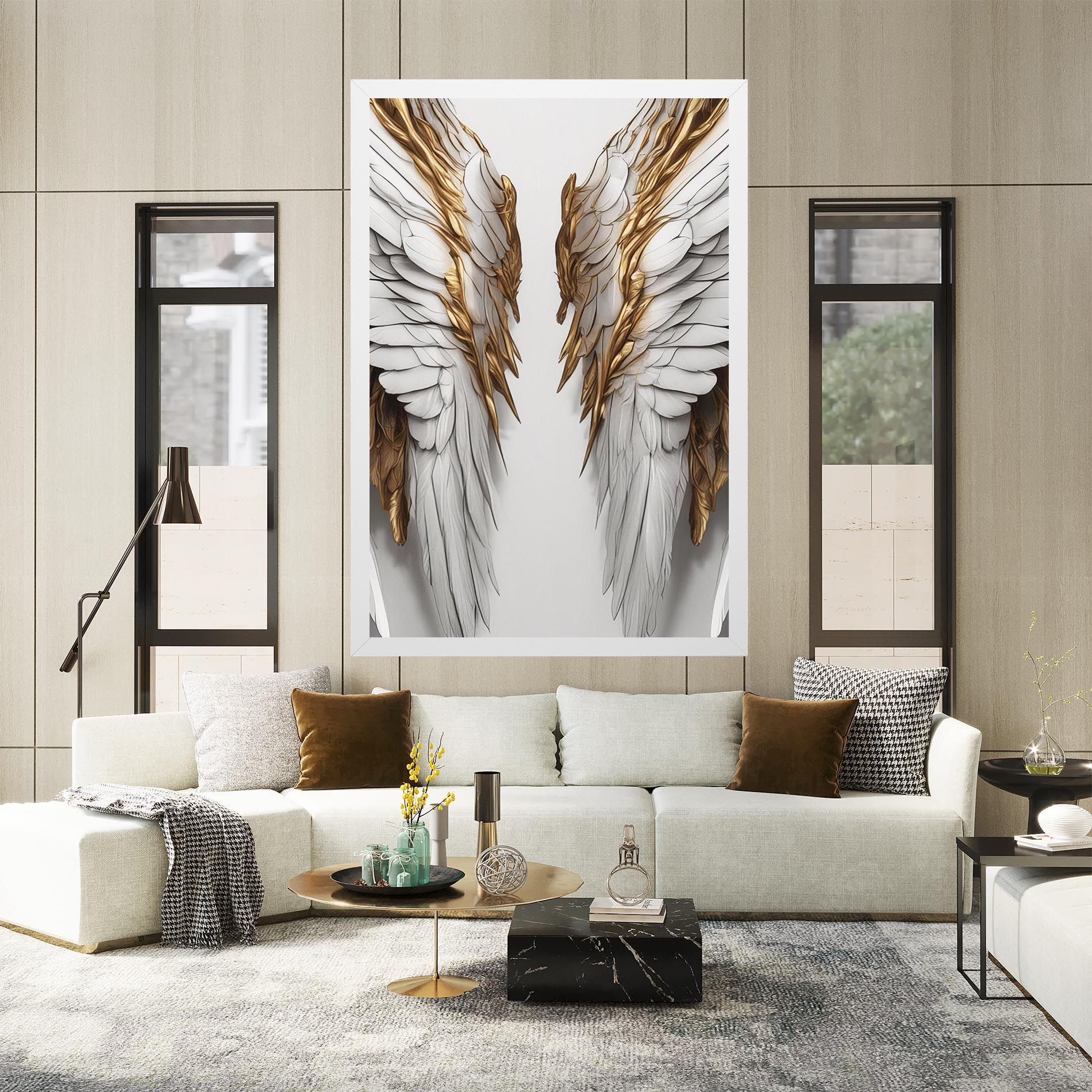 Realistic Gold Angel Wings mockup 2