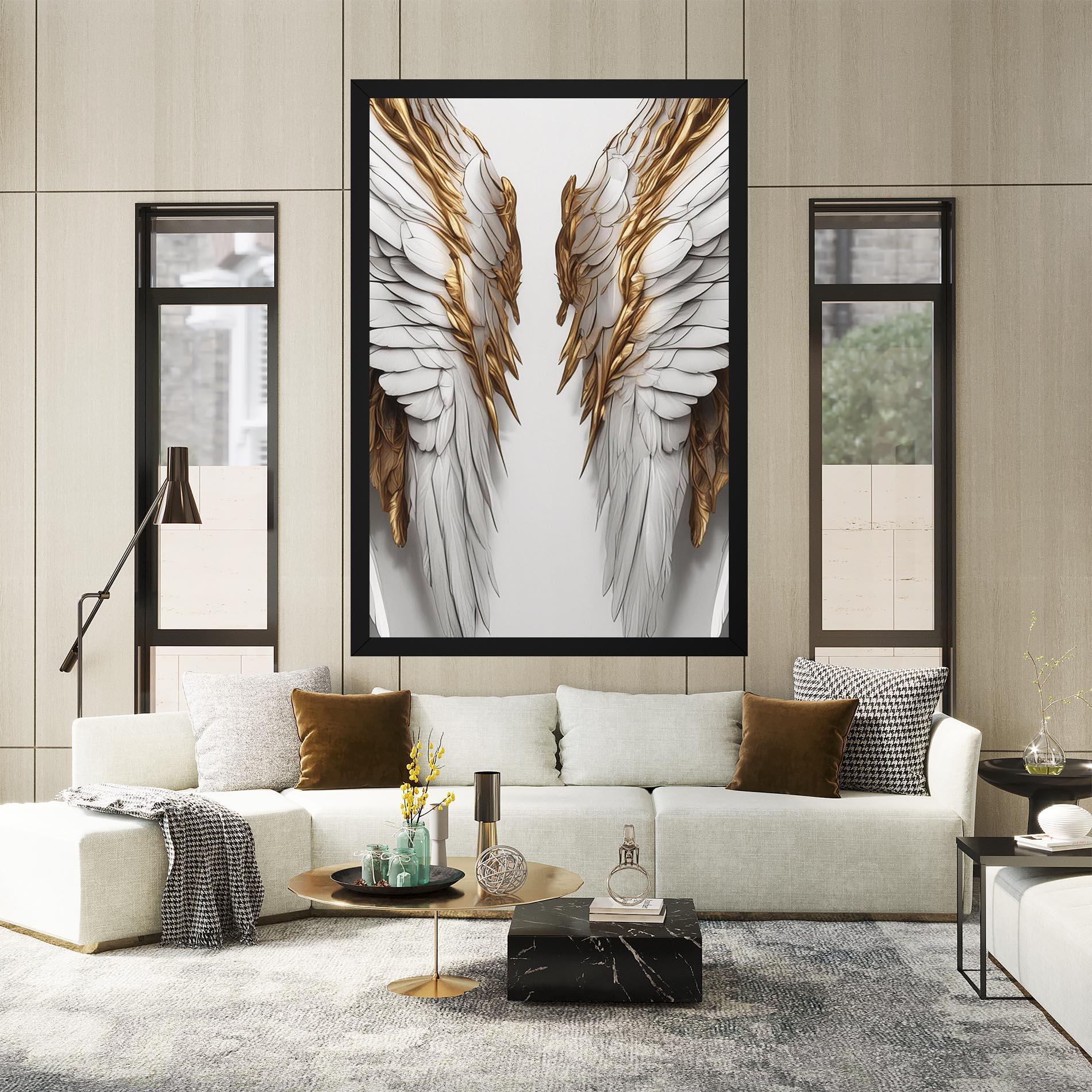 Vászonkép Realistic Gold Angel Wings mockup 2