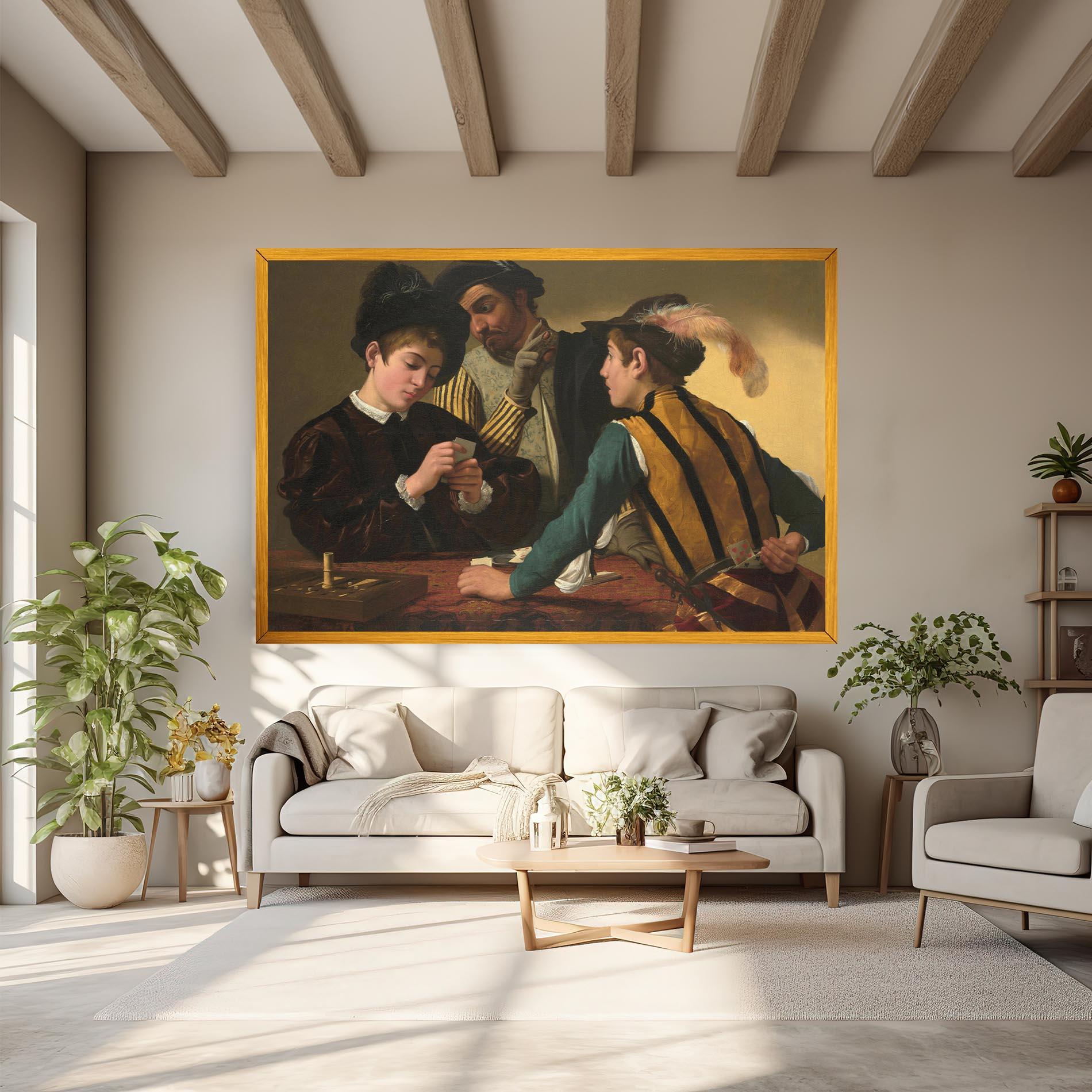 Vászonkép Caravaggio The Cardsharps mockup 6