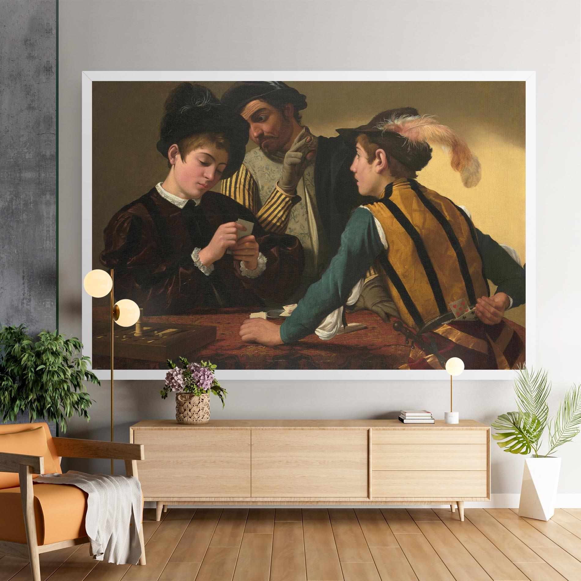 Vászonkép Caravaggio The Cardsharps mockup 9