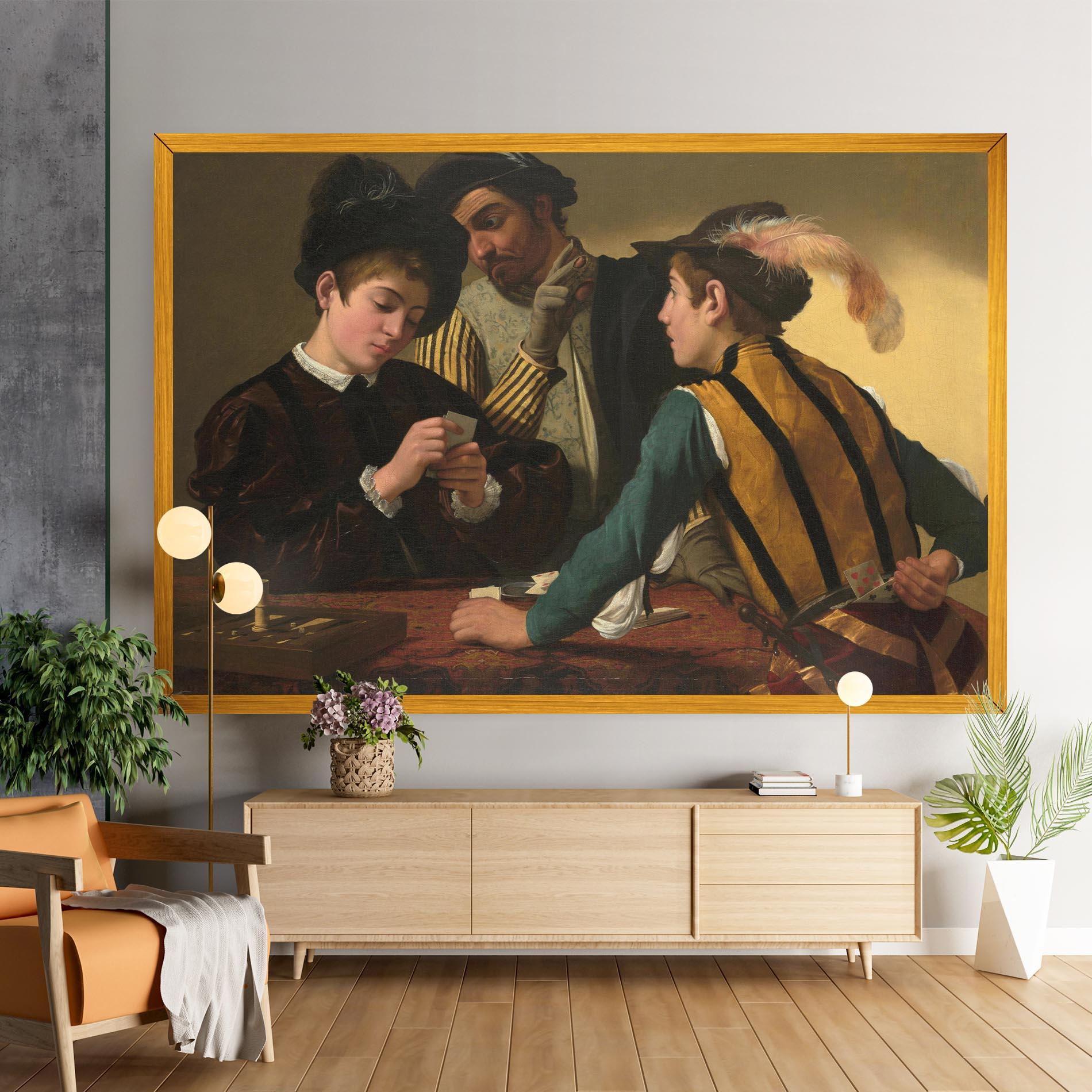 Vászonkép Caravaggio The Cardsharps mockup 9