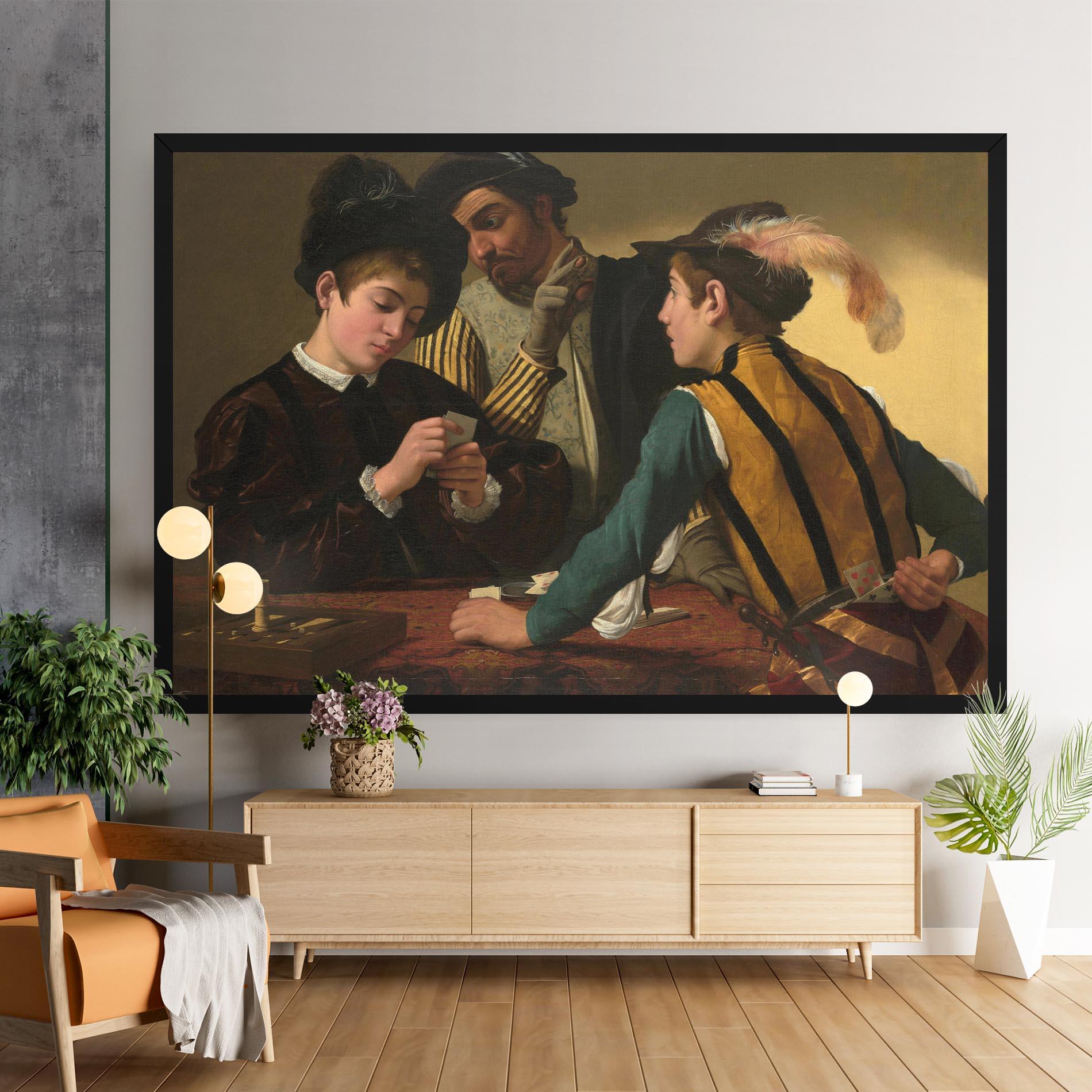 Vászonkép Caravaggio The Cardsharps mockup 9