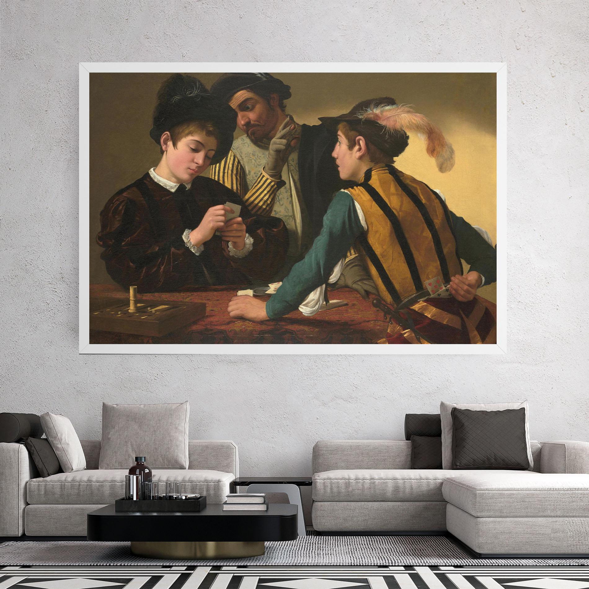 Vászonkép Caravaggio The Cardsharps mockup 2