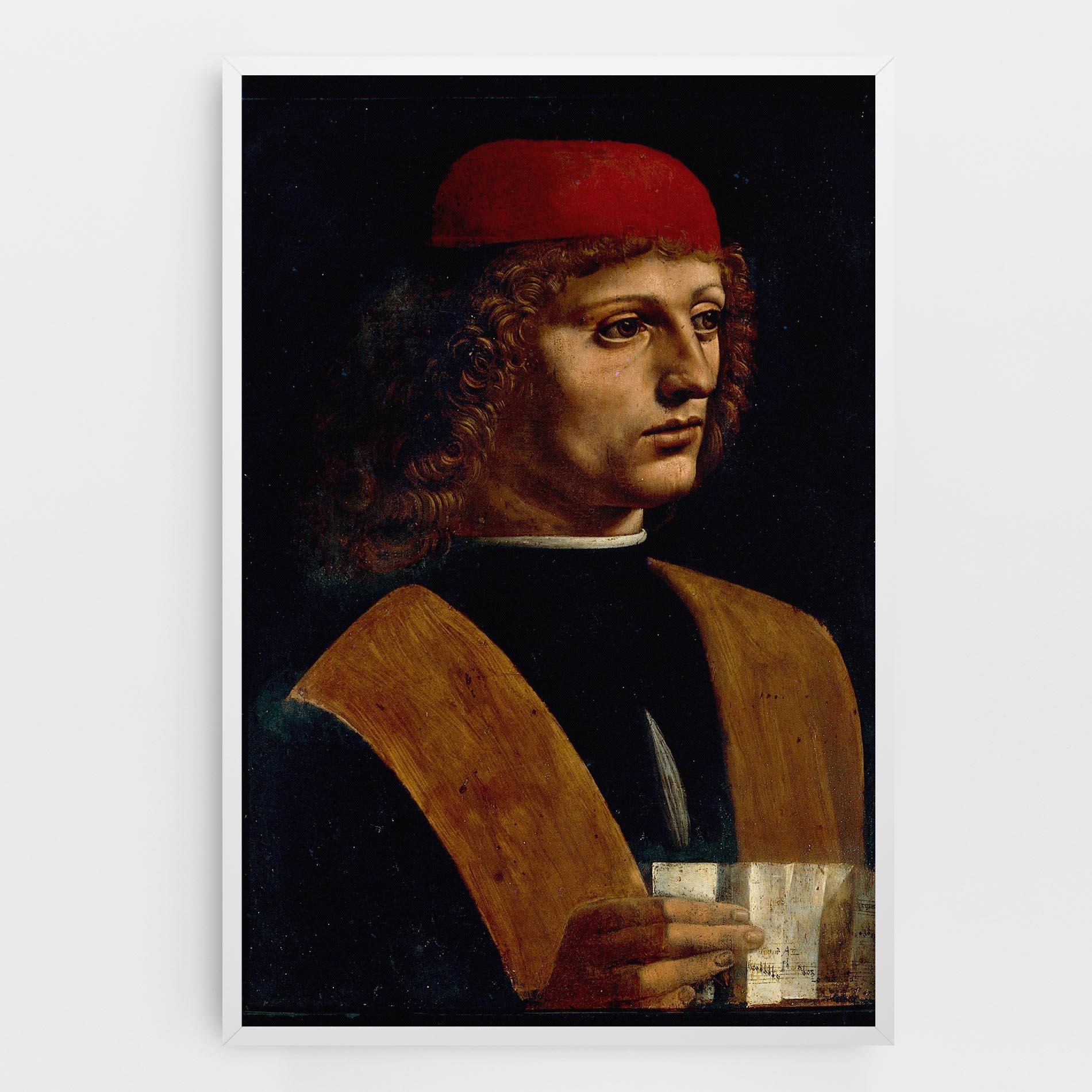 Vászonkép Leonardo Da Vinci Portrait Of A Musician Pinacoteca Ambrosiana mockup 0
