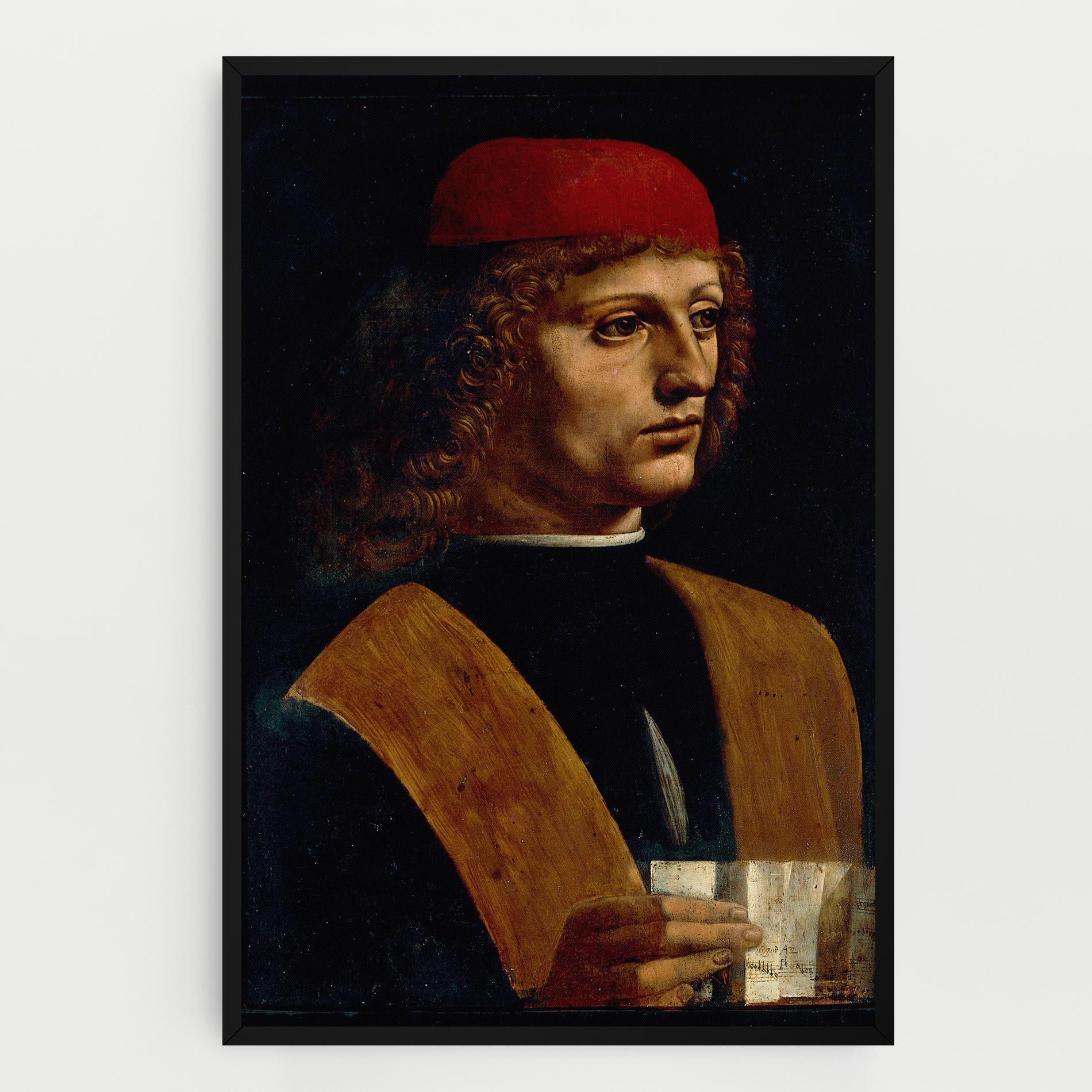 Vászonkép Leonardo Da Vinci Portrait Of A Musician Pinacoteca Ambrosiana mockup 0
