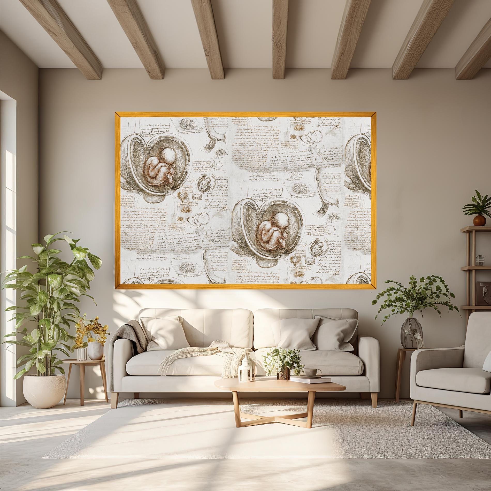 Vászonkép Leonardo Studies Of The Foetus mockup 6