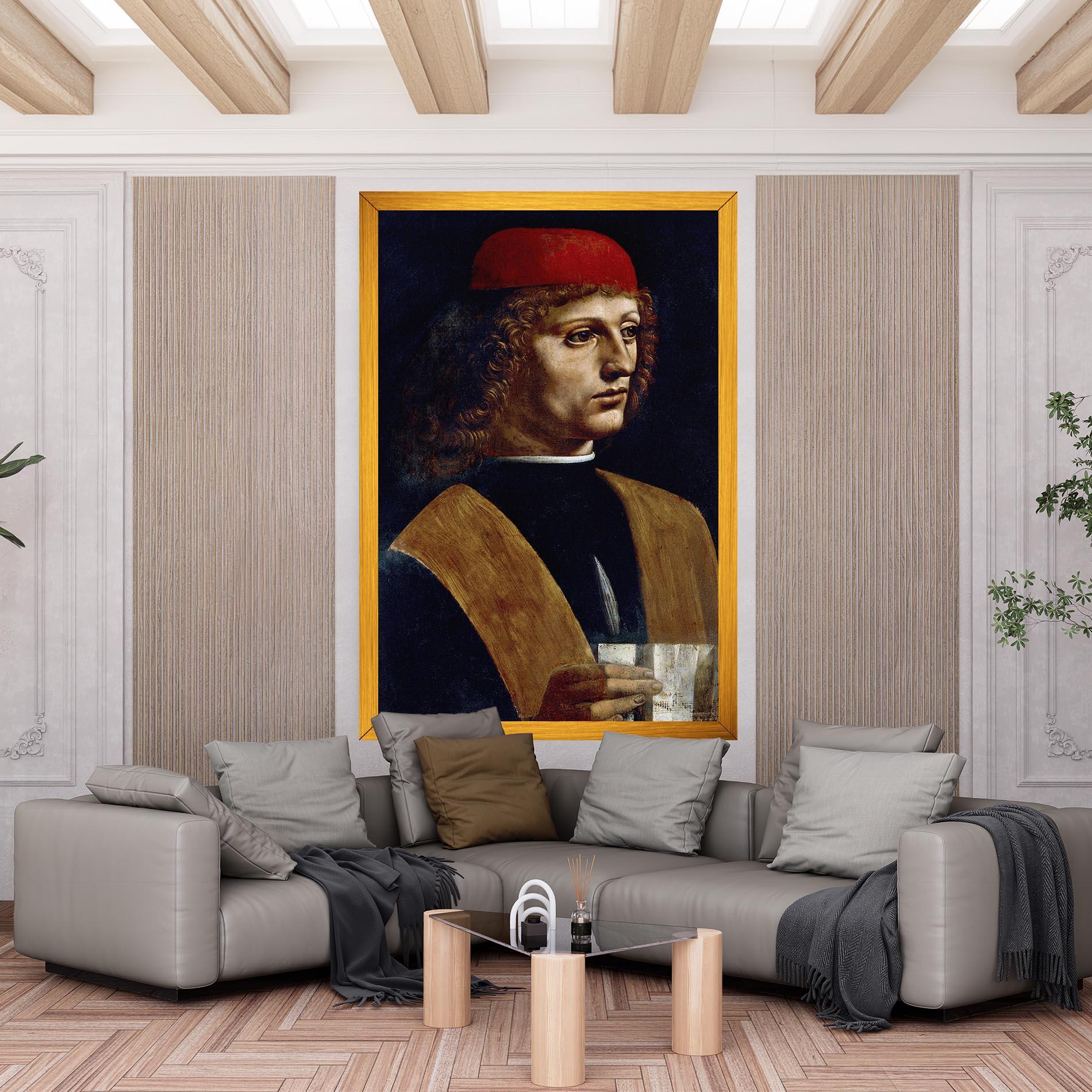Vászonkép Leonardo Da Vinci's The Portrait Of A Musician mockup 6