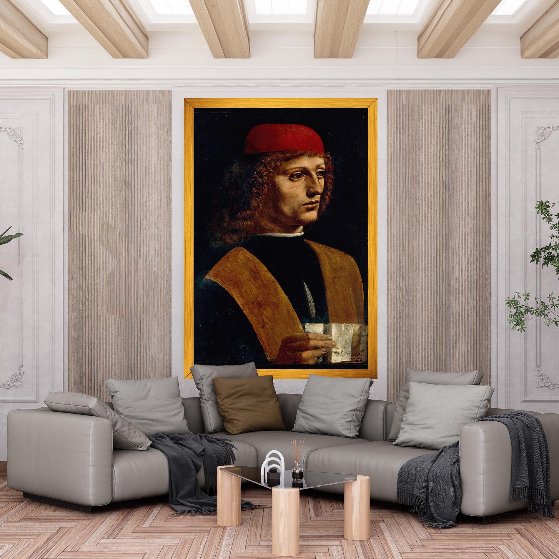 Vászonkép Leonardo Da Vinci Portrait Of A Musician Pinacoteca Ambrosiana mockup 6