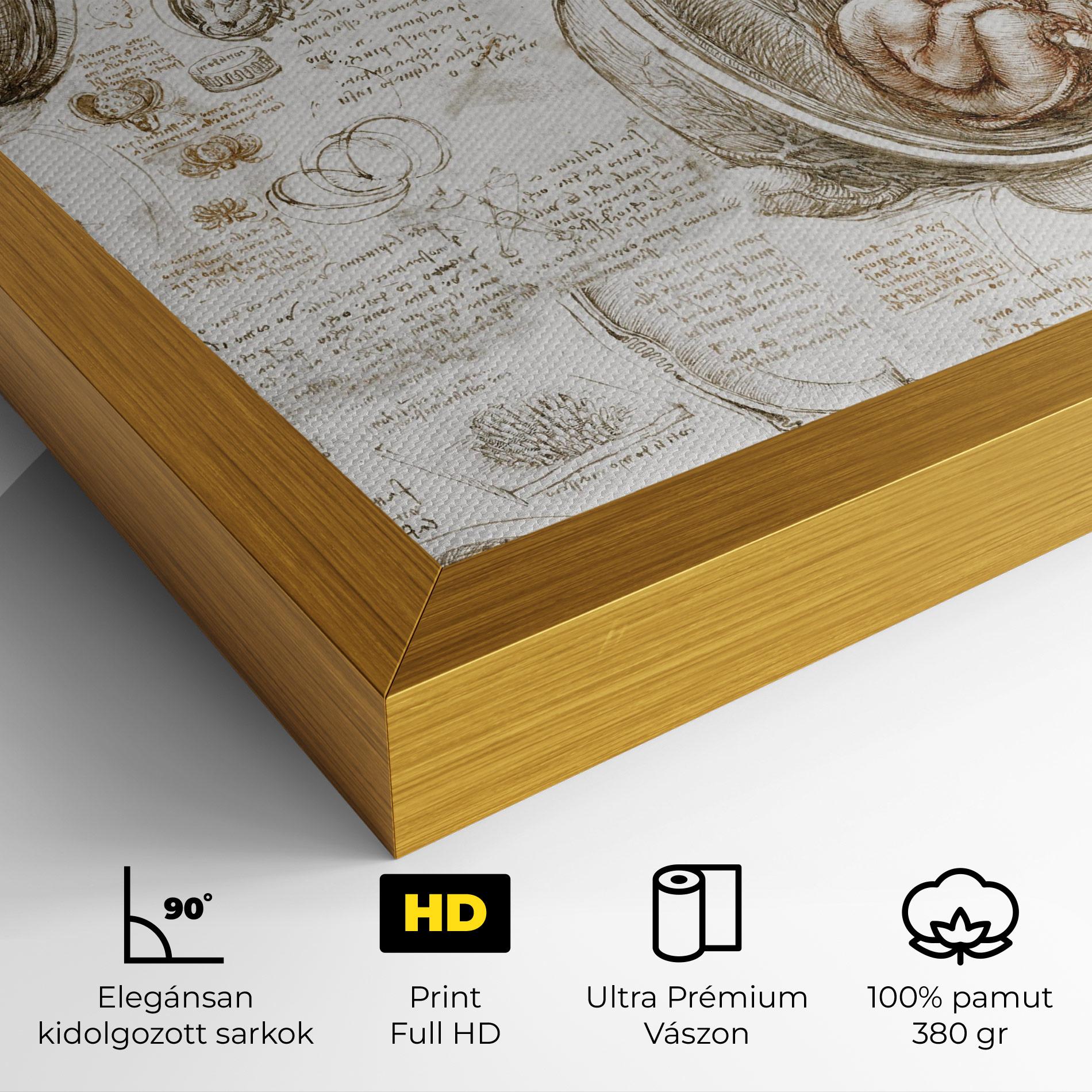 Vászonkép Leonardo Studies Of The Foetus mockup 4