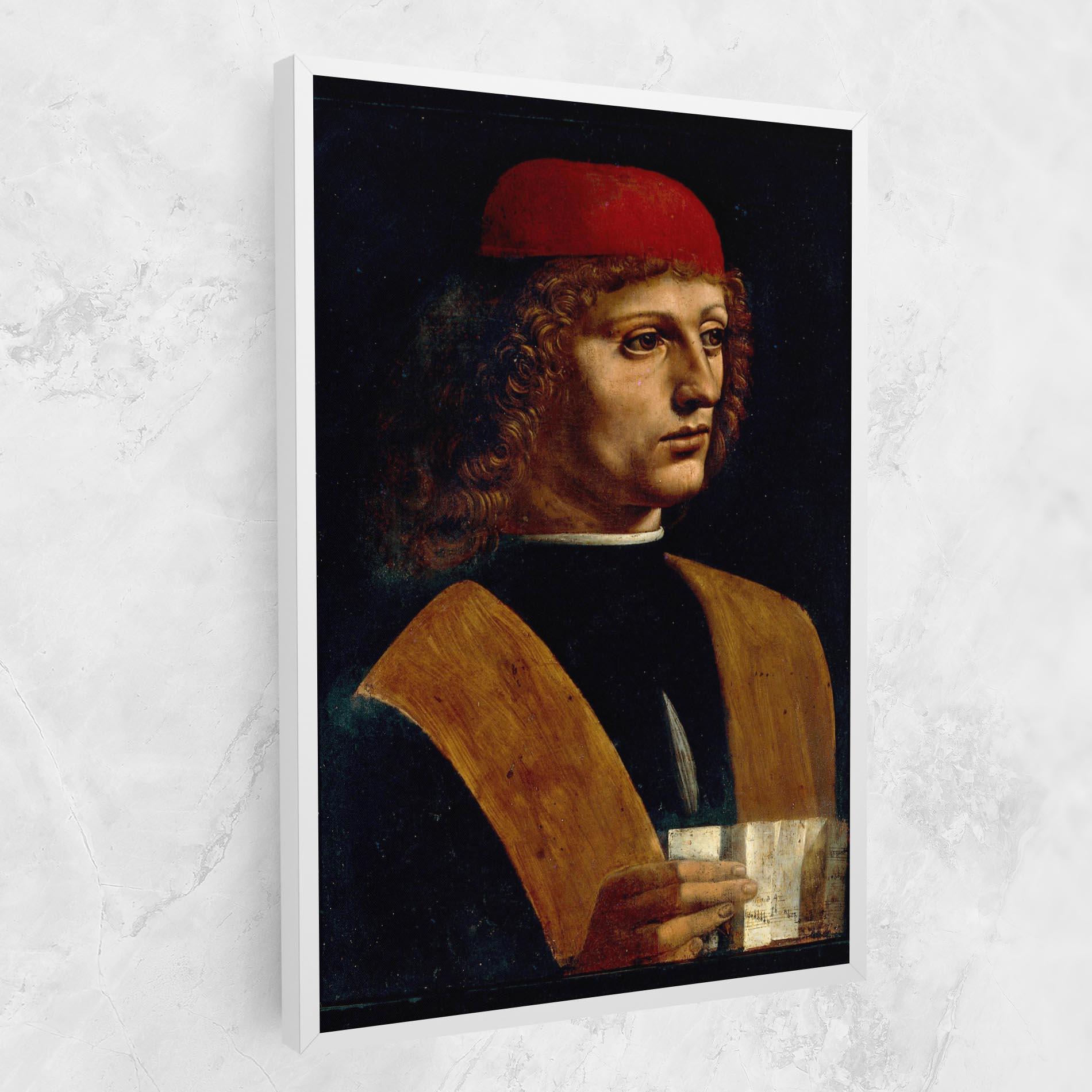 Vászonkép Leonardo Da Vinci Portrait Of A Musician Pinacoteca Ambrosiana mockup 1